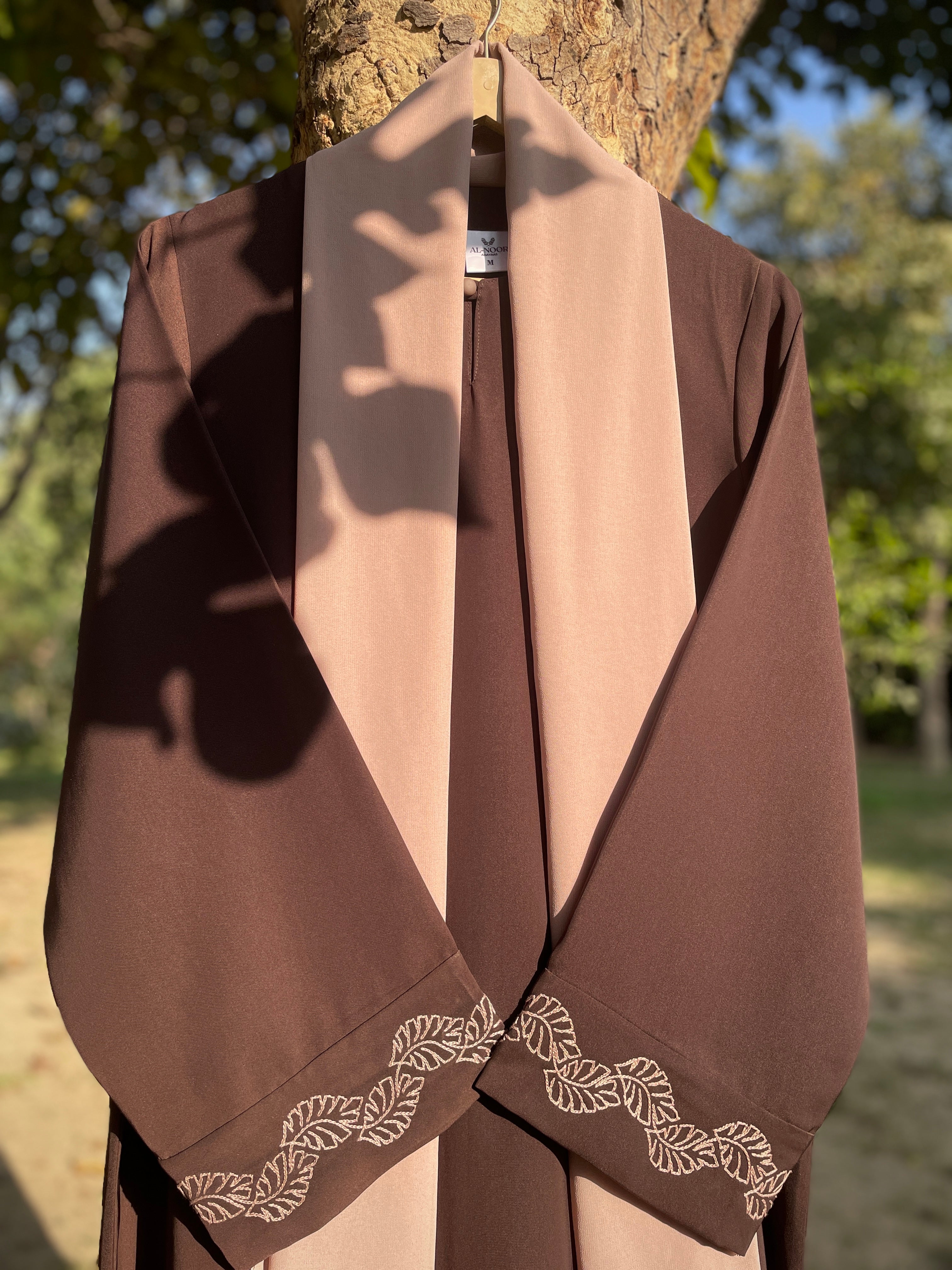Autumn Bloom Hand Embroidered Brown Abaya