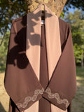 Autumn Bloom Hand Embroidered Brown Abaya