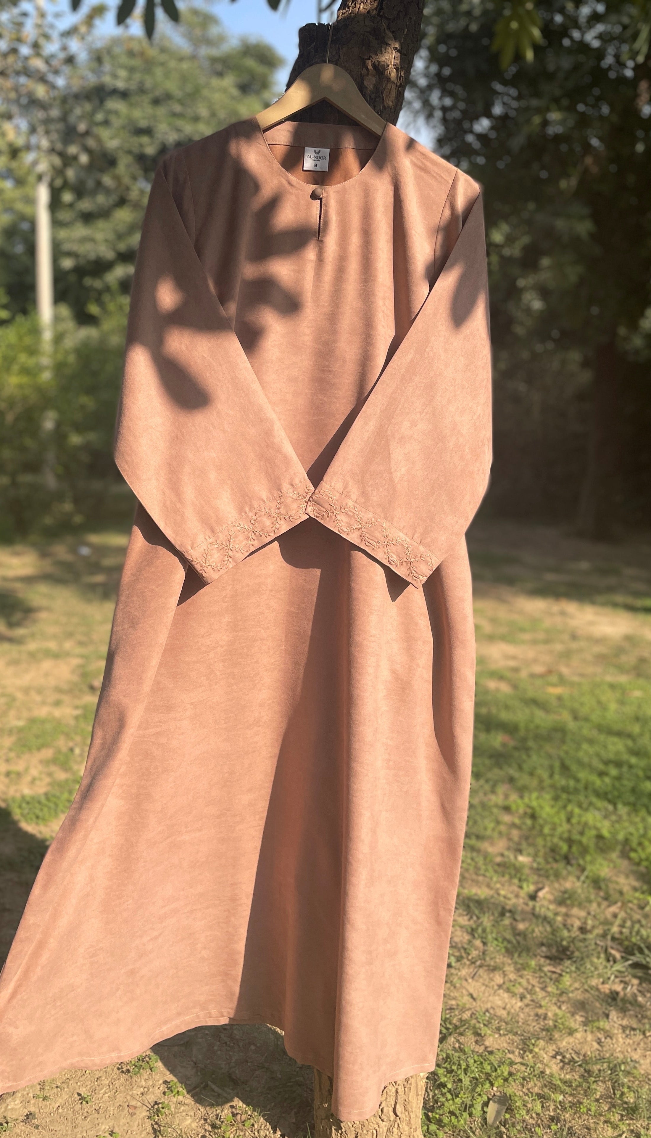 Brick Pink Hand Embroidered Abaya