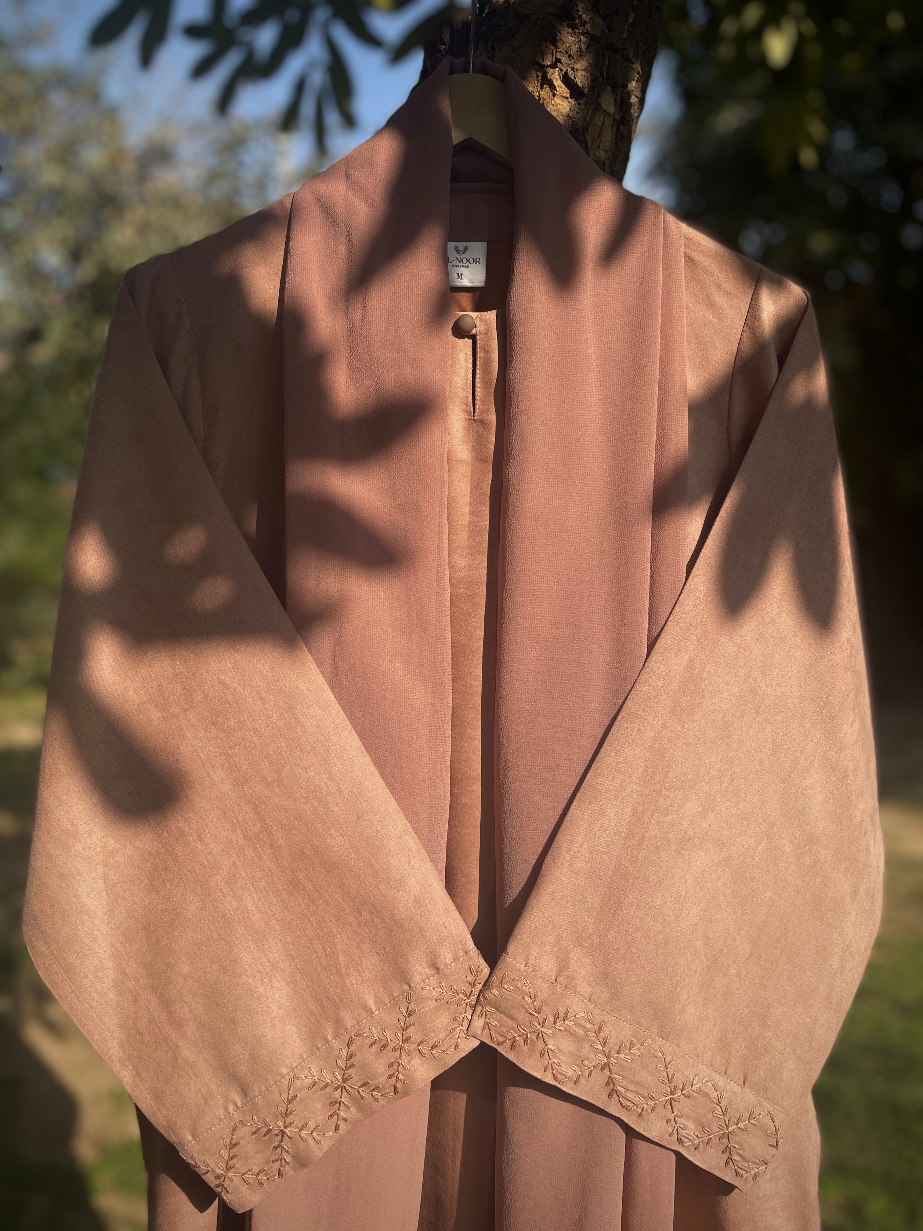 Brick Pink Hand Embroidered Abaya