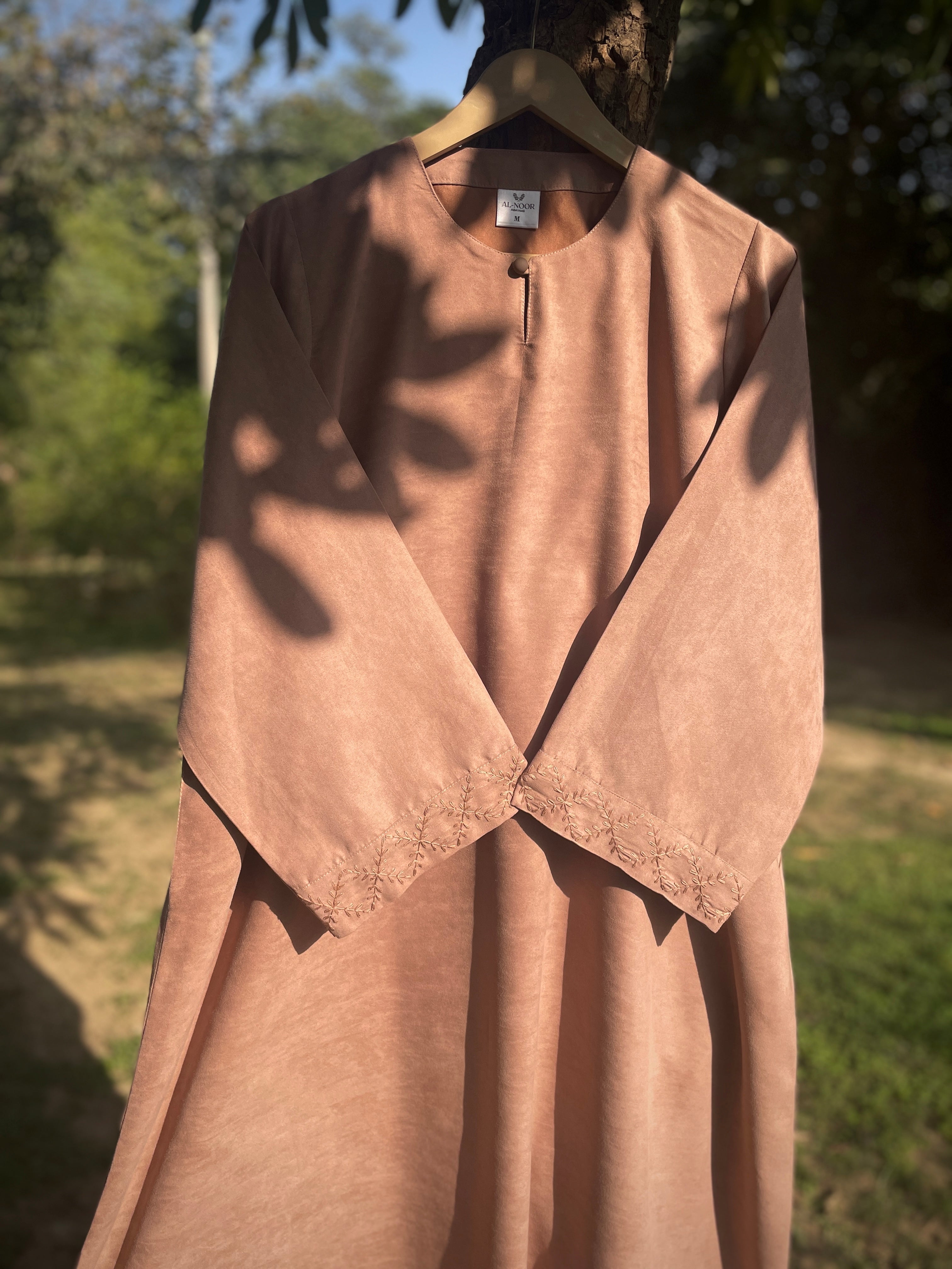 Brick Pink Hand Embroidered Abaya