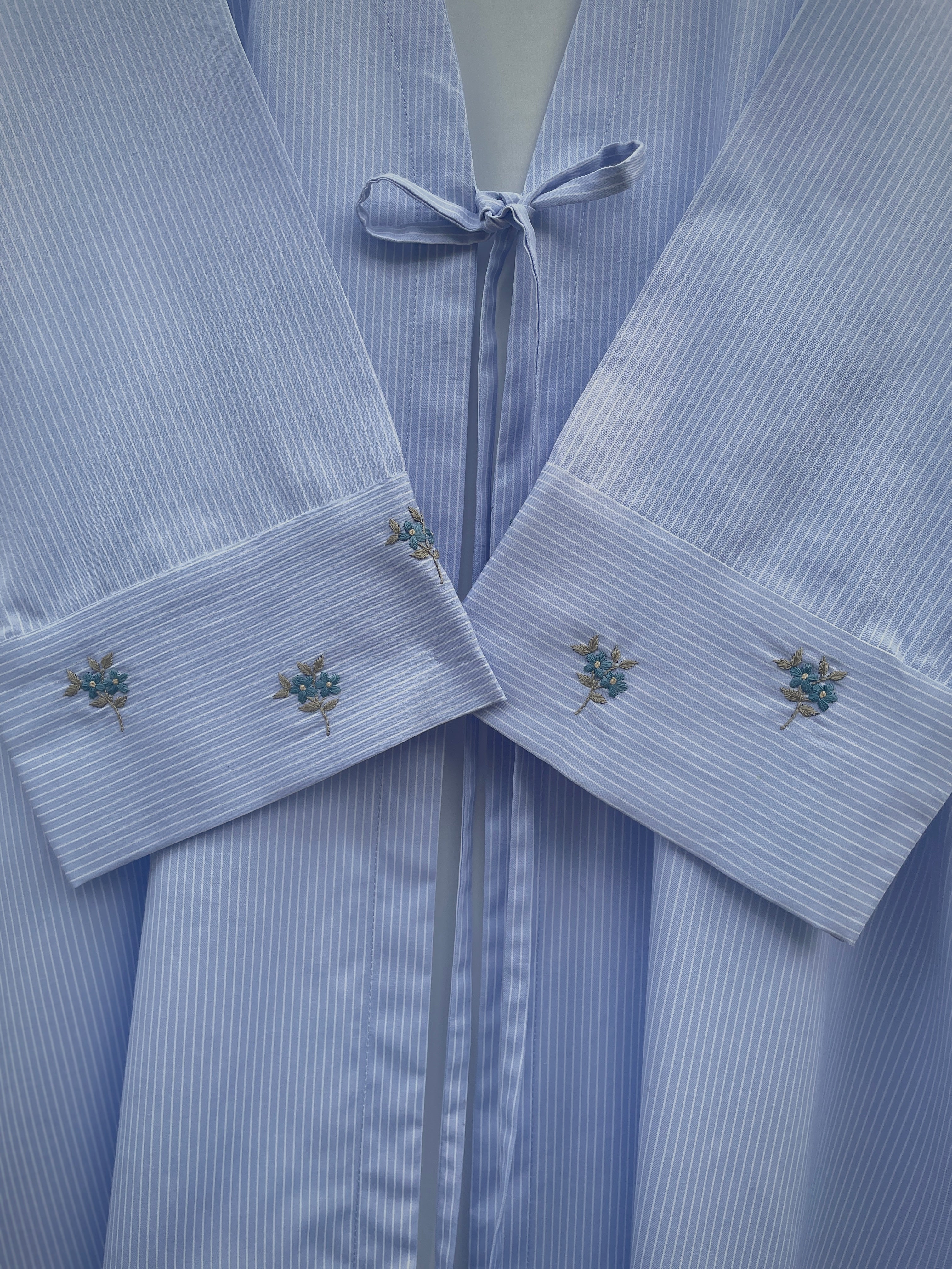 Summer Mist Ice Blue Hand Embroidered Abaya