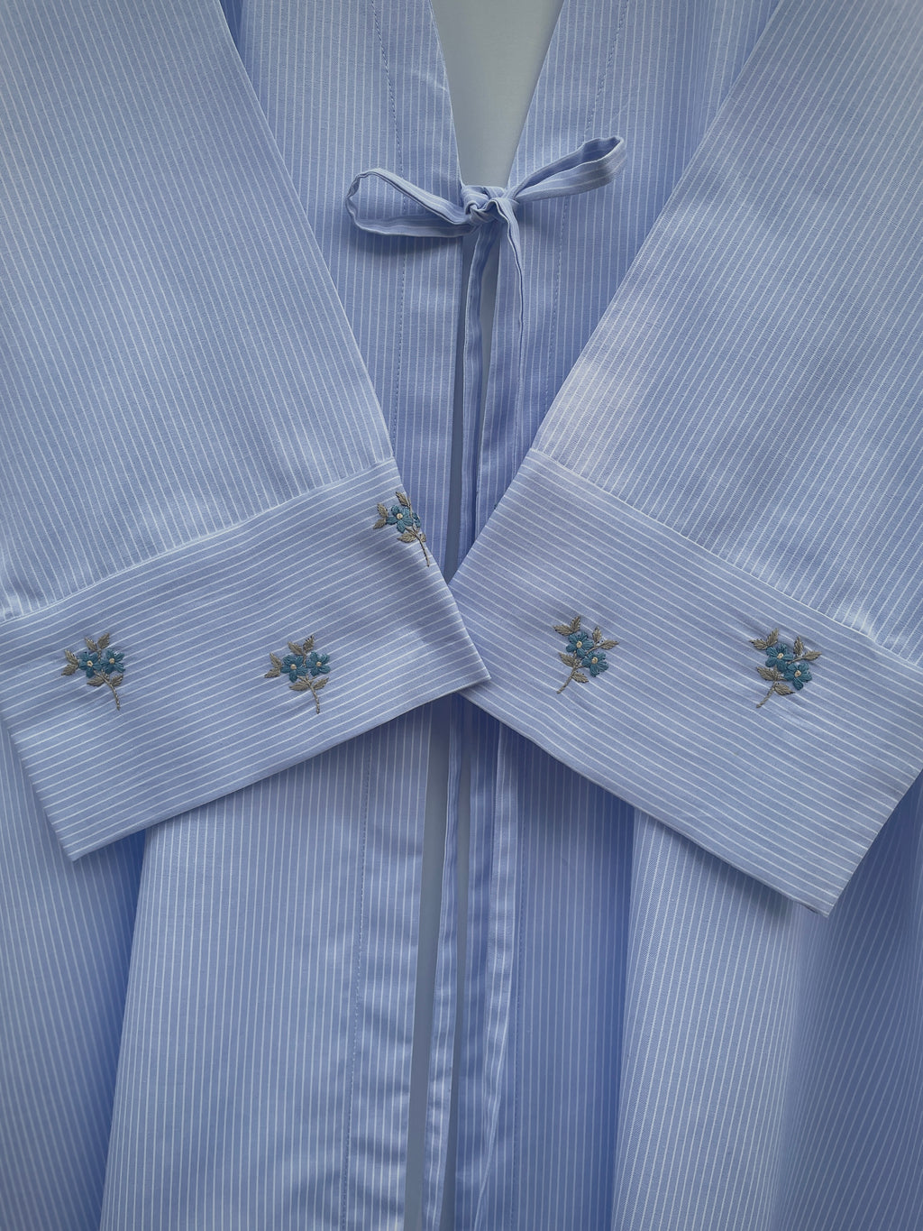 Summer Mist Ice Blue Hand Embroidered Abaya