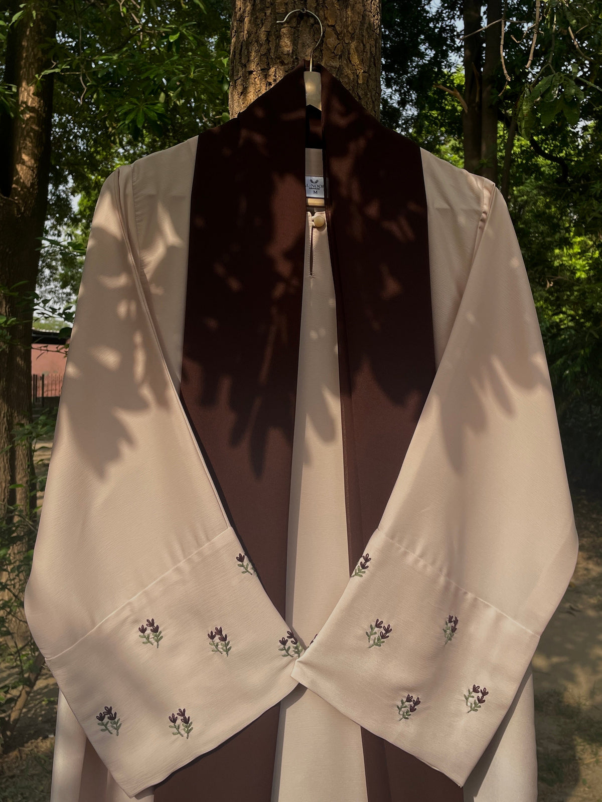 Beige and Brown Hand Embroidered Abaya