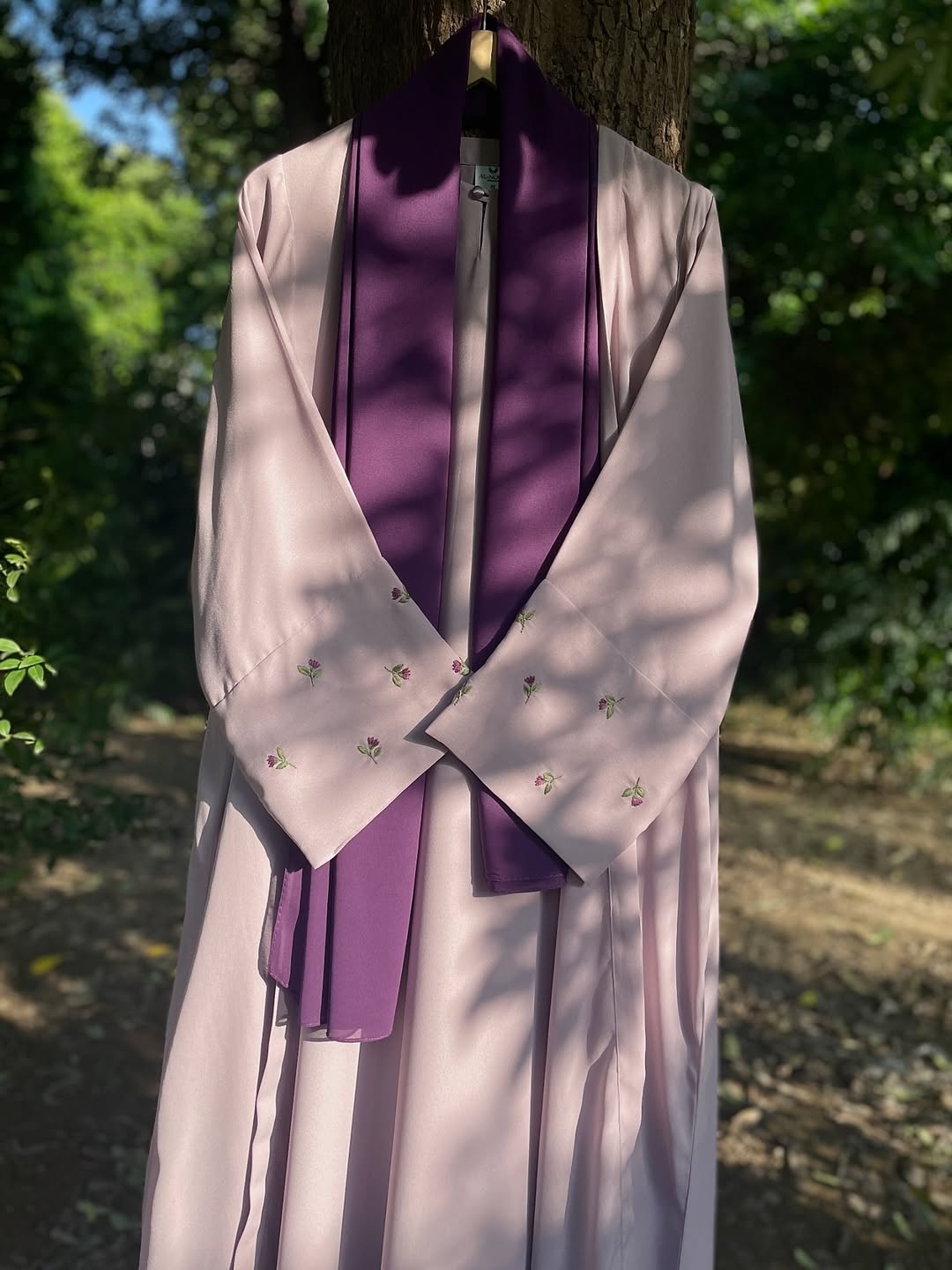 Lilac Blossom Hand Embroidered Abaya