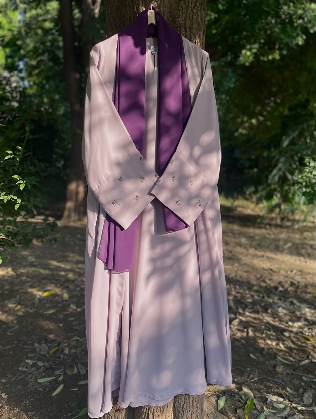 Lilac Blossom Hand Embroidered Abaya