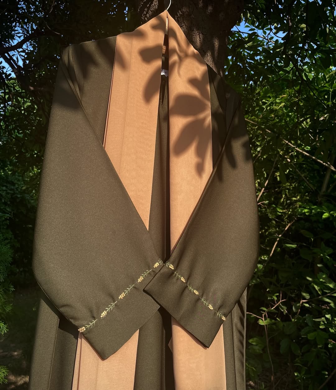Mimosa Hand Embroidered Olive Abaya