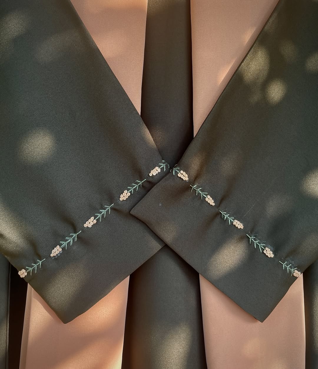 Mimosa Hand Embroidered Olive Abaya