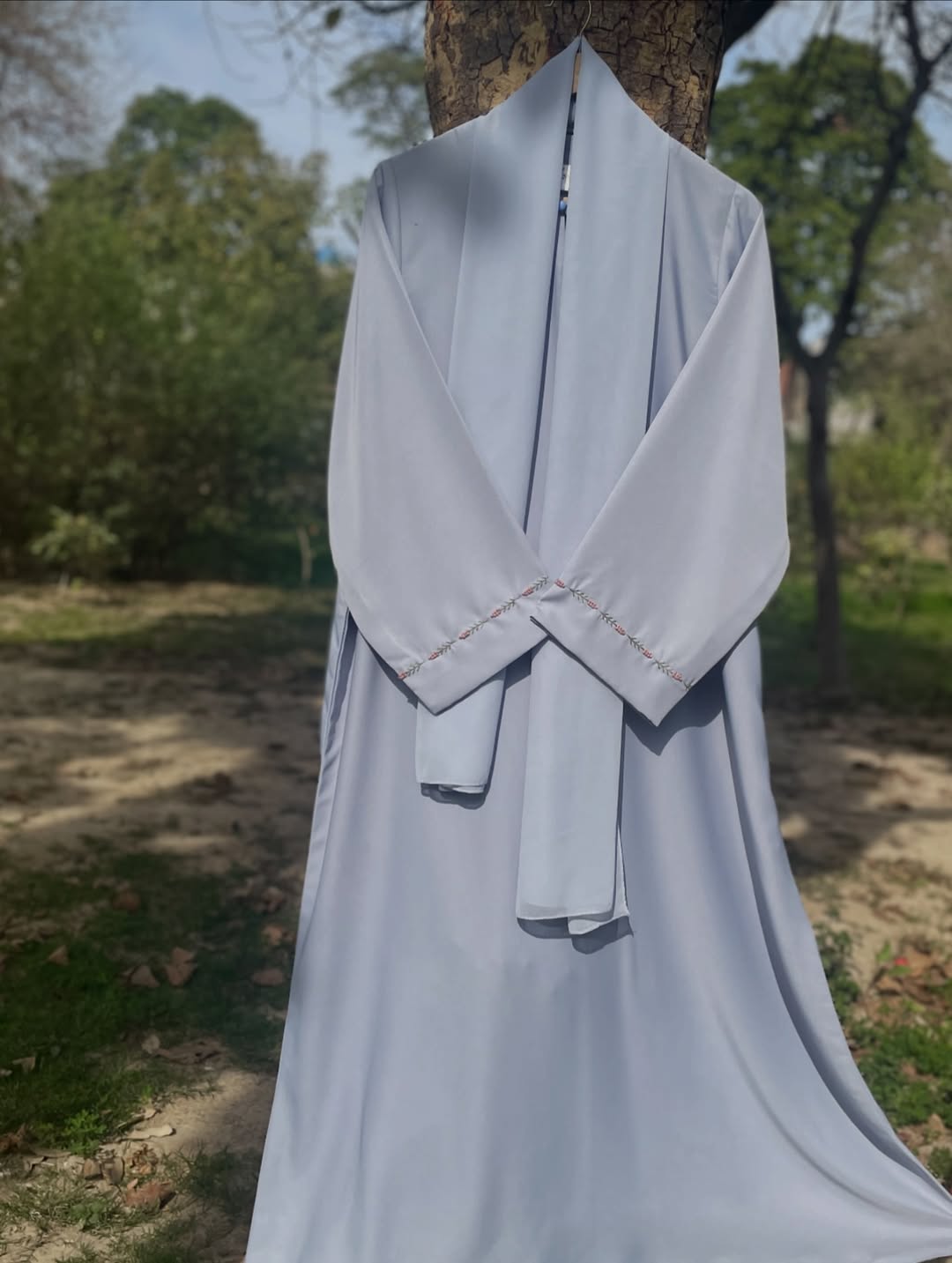 Mimosa Hand Embroidered Ice Blue Abaya