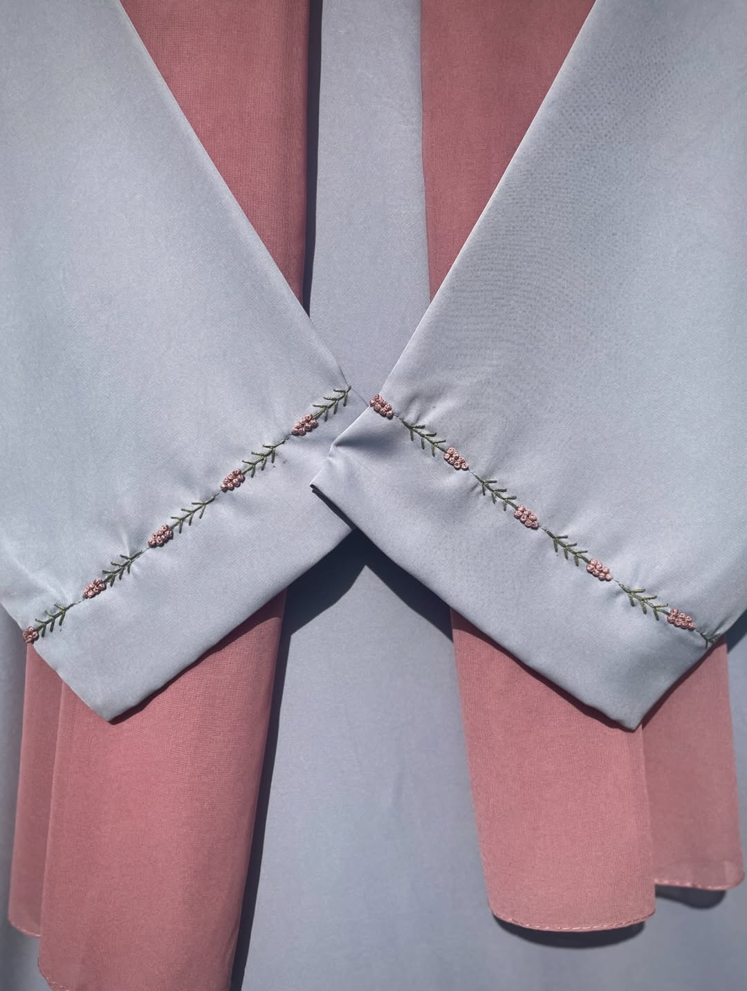 Mimosa Hand Embroidered Ice Blue Abaya