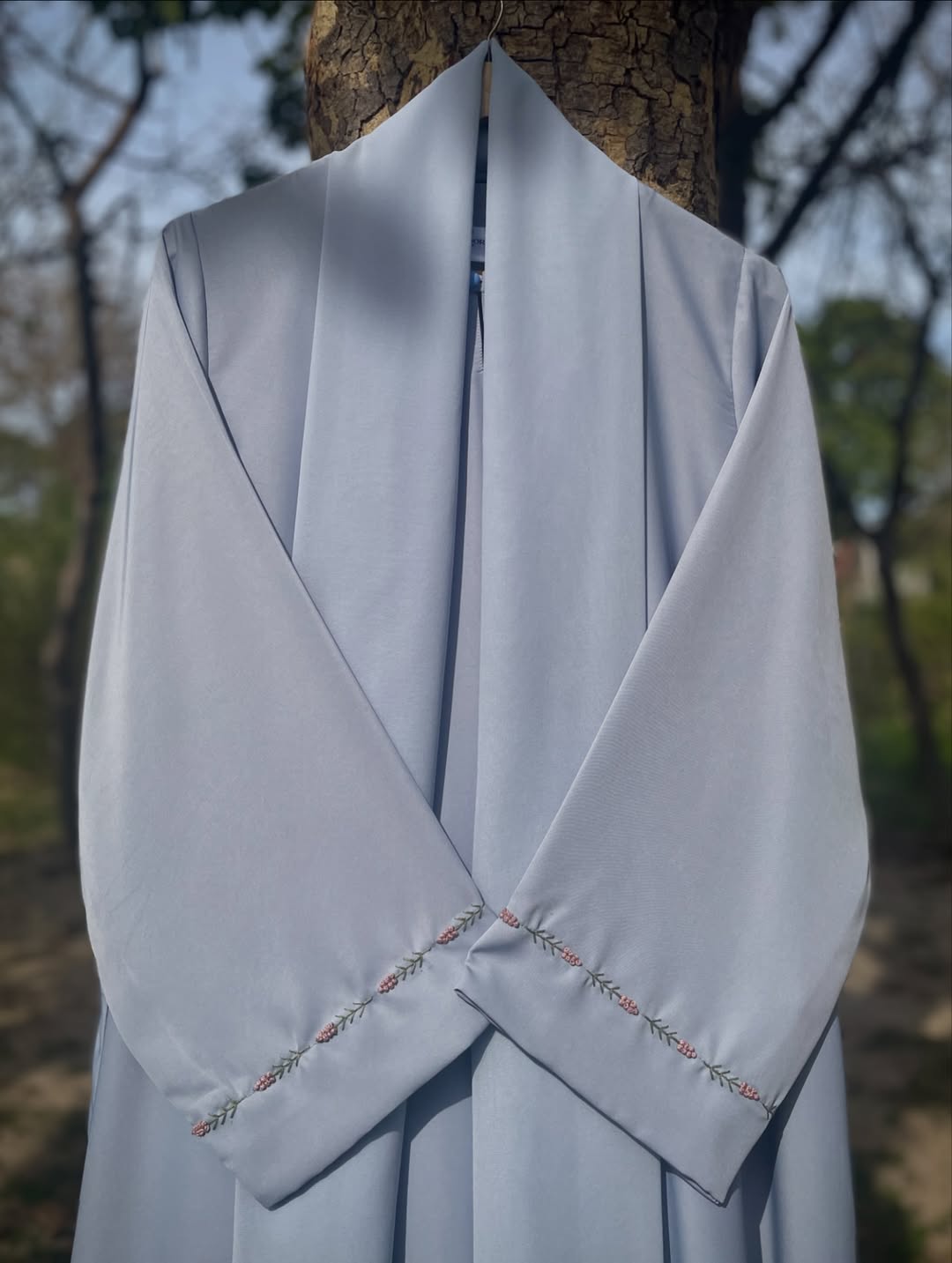Mimosa Hand Embroidered Ice Blue Abaya