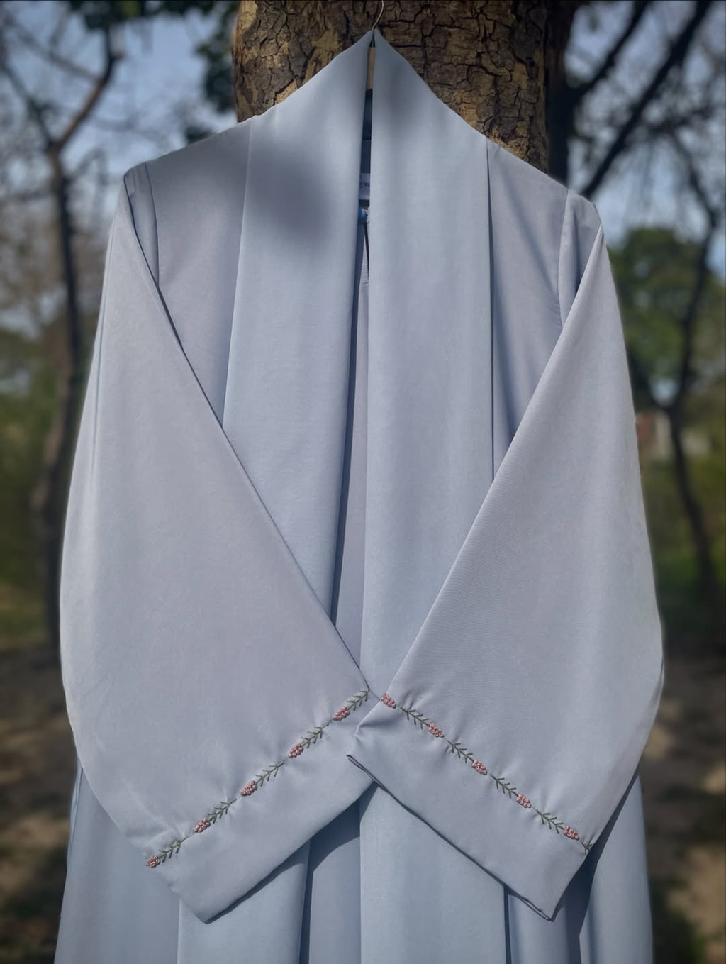 Mimosa Hand Embroidered Ice Blue Abaya
