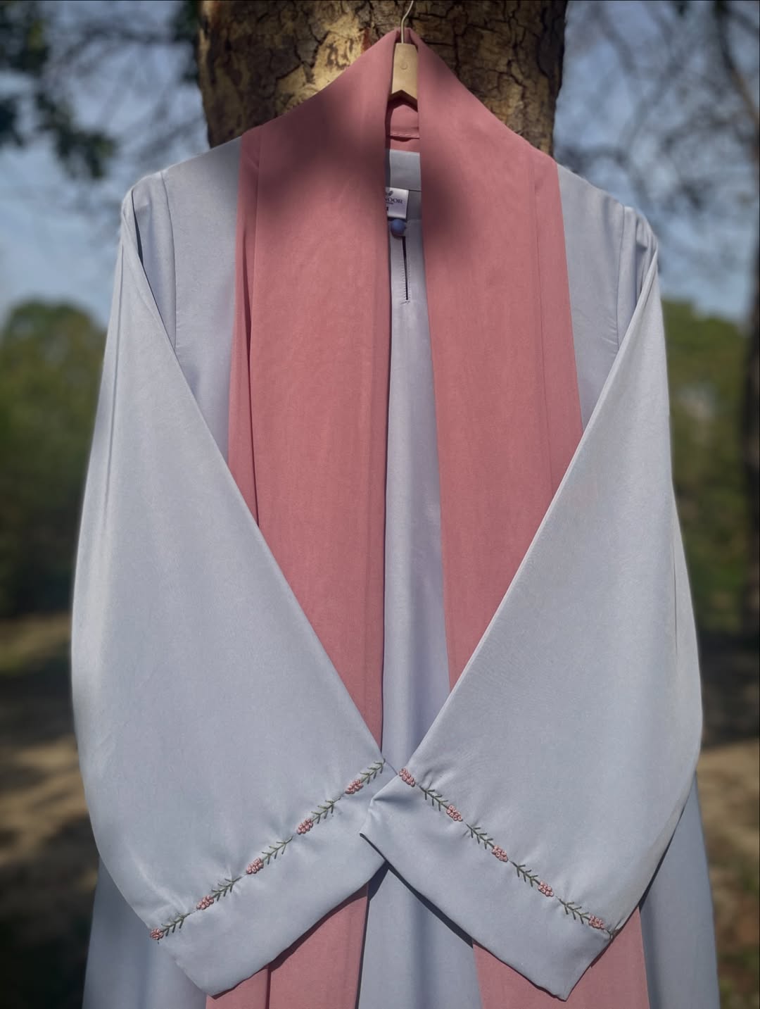 Mimosa Hand Embroidered Ice Blue Abaya