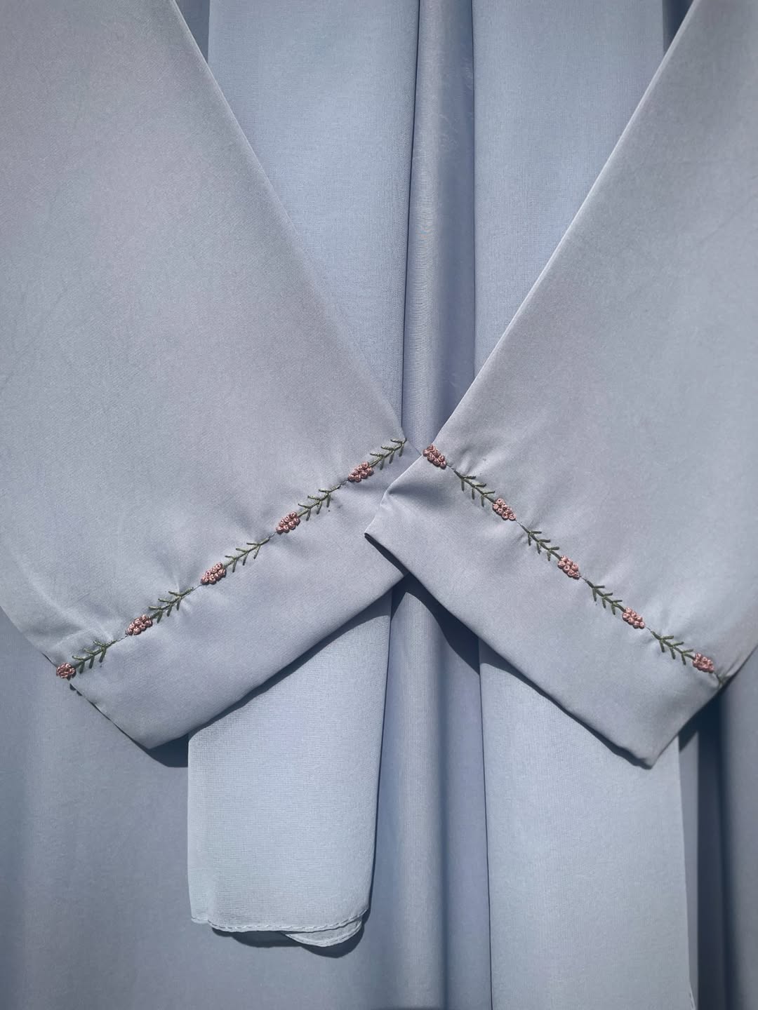 Mimosa Hand Embroidered Ice Blue Abaya