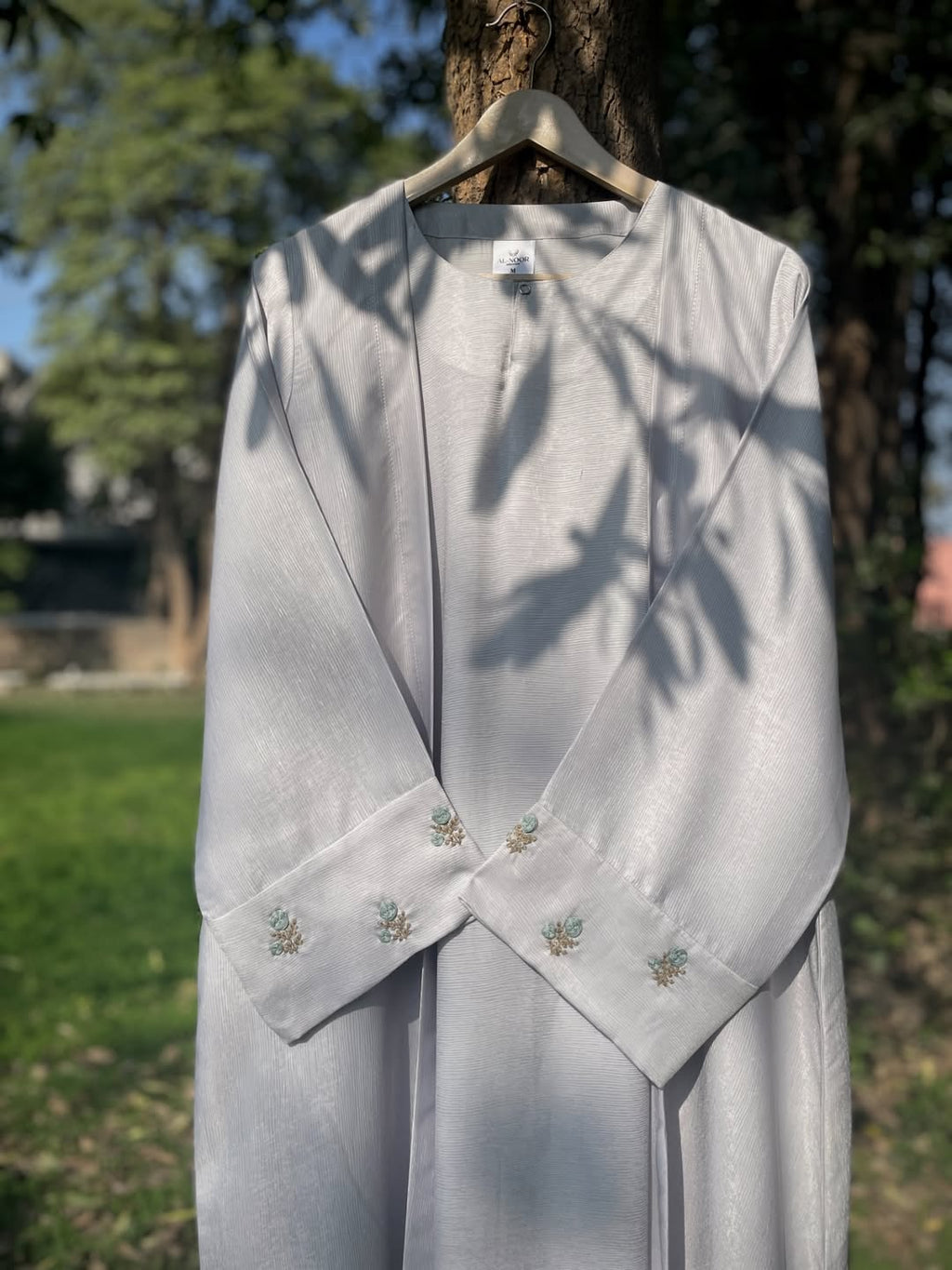 Spring Breeze Gray Hand Embroidered Abaya