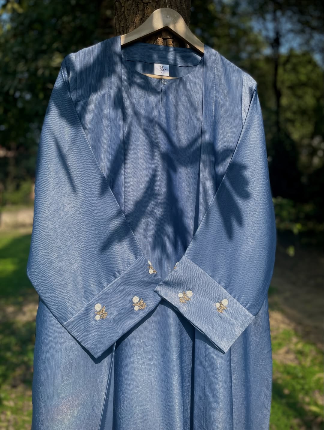 Spring Breeze Blue Hand Embroidered Abaya