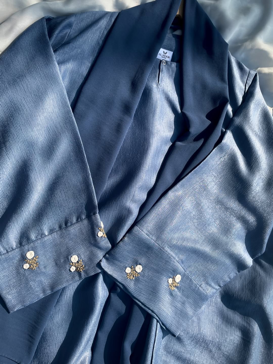 Spring Breeze Blue Hand Embroidered Abaya