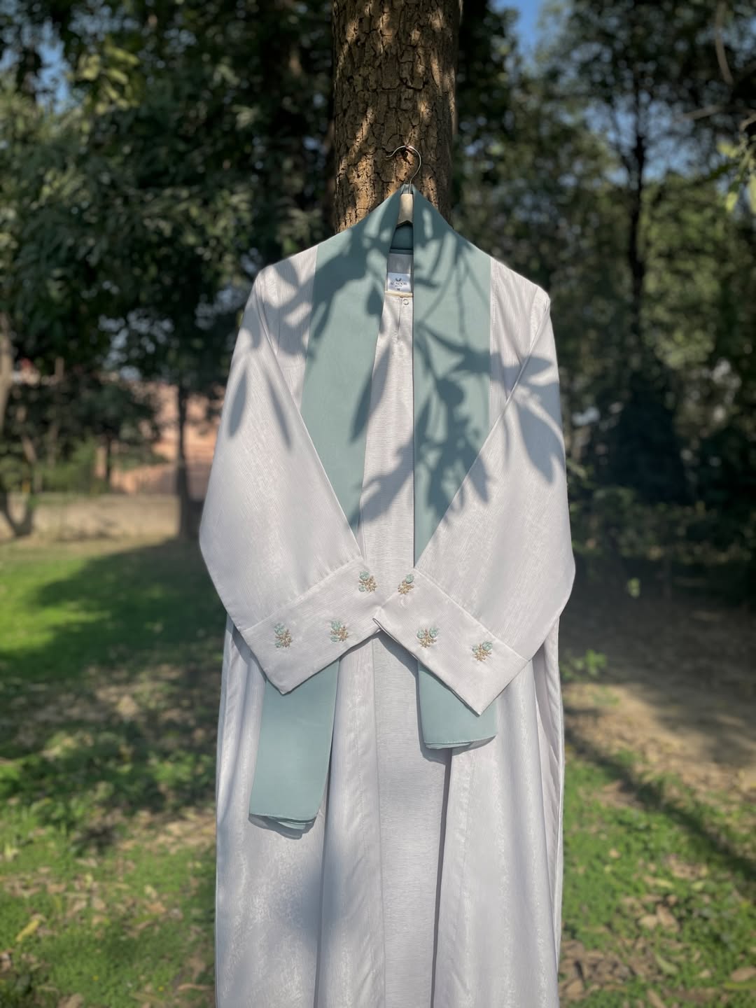 Spring Breeze Gray Hand Embroidered Abaya