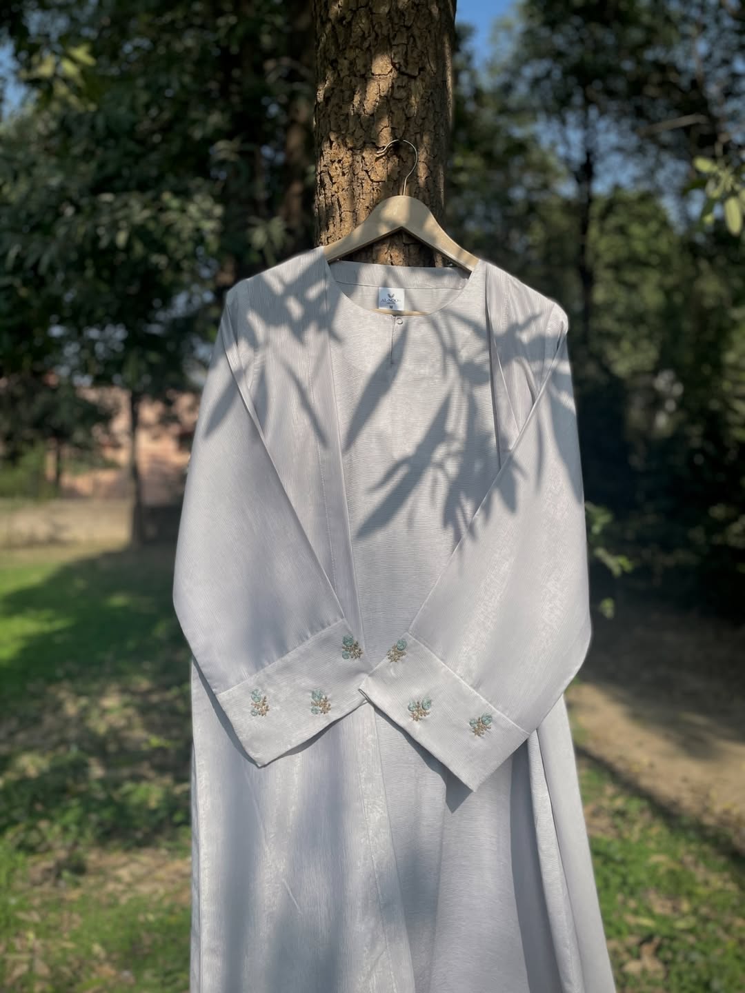 Spring Breeze Gray Hand Embroidered Abaya