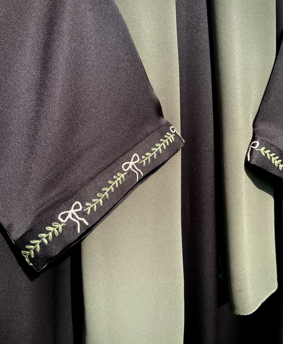 Black Bow Hand Embroidered Abaya