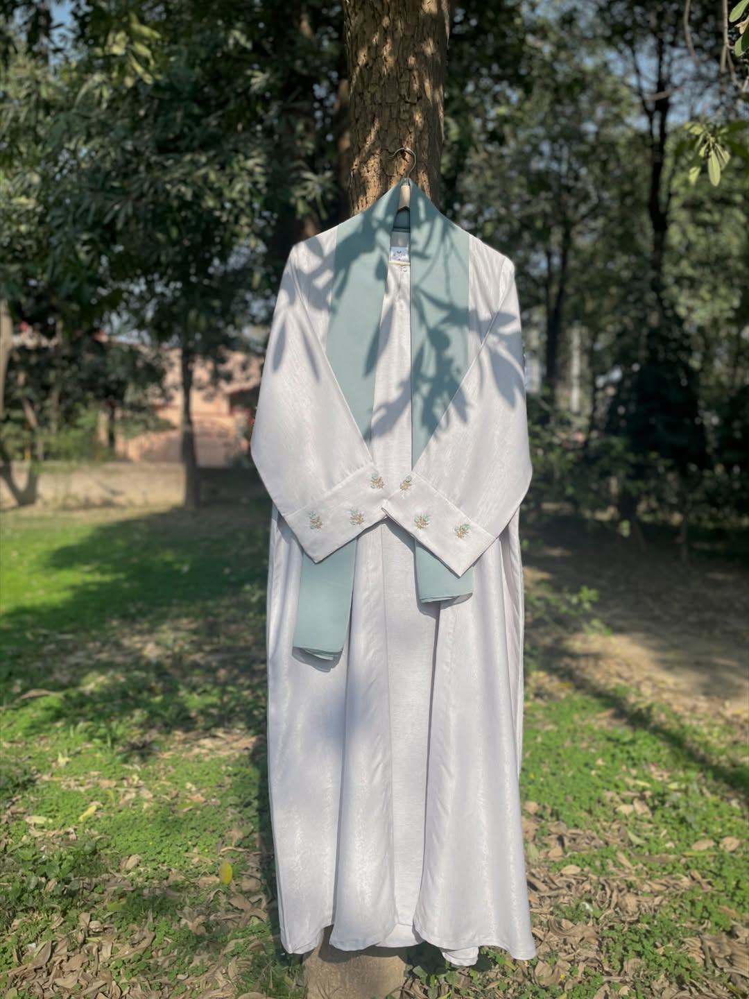 Spring Breeze Gray Hand Embroidered Abaya