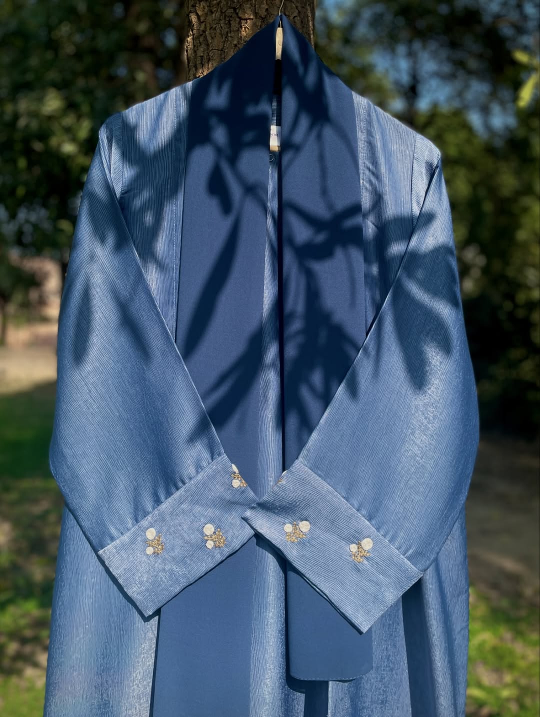 Spring Breeze Blue Hand Embroidered Abaya