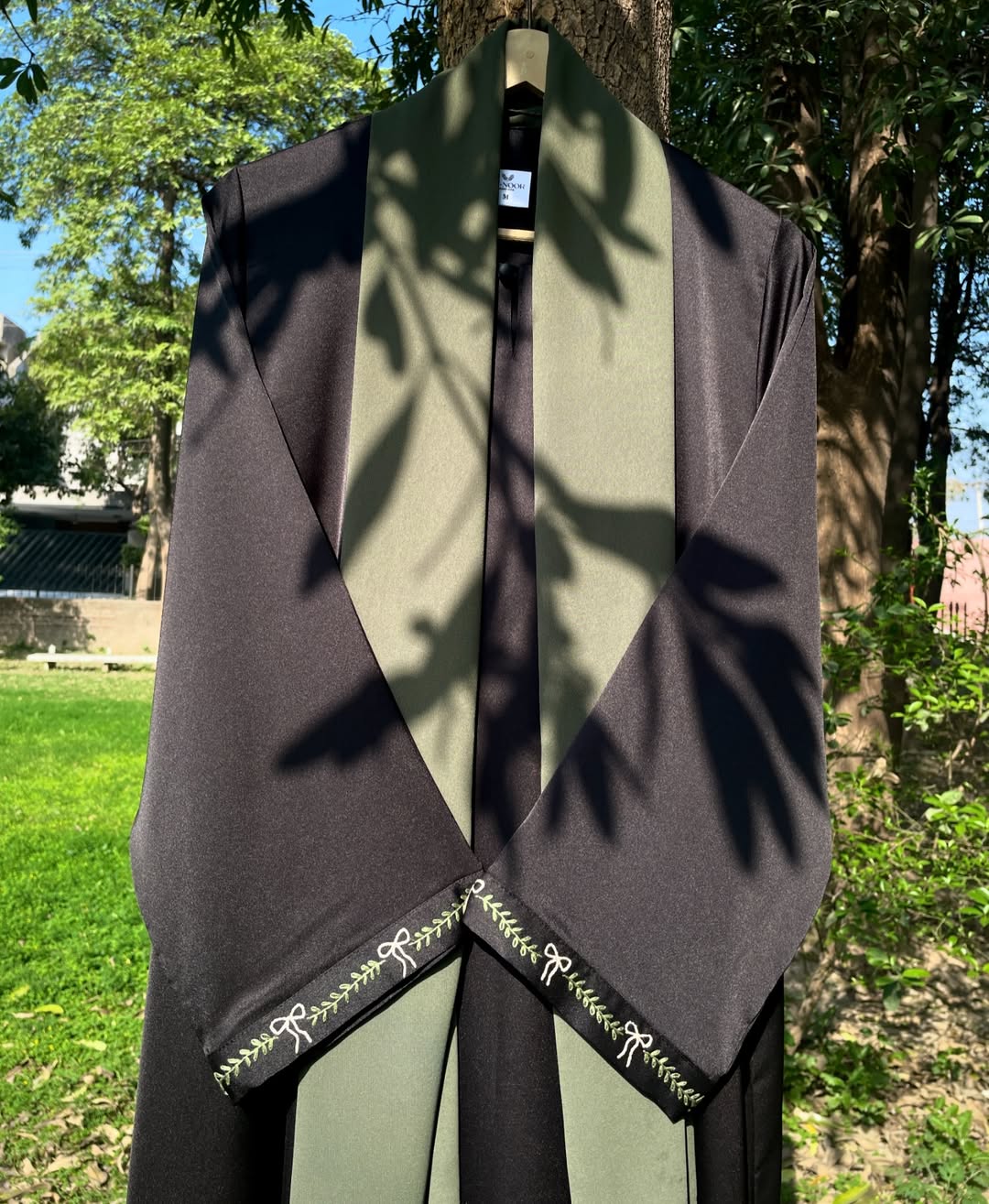 Black Bow Hand Embroidered Abaya