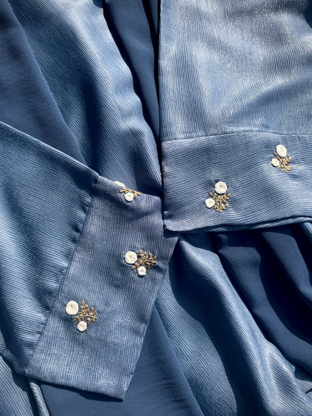 Spring Breeze Blue Hand Embroidered Abaya