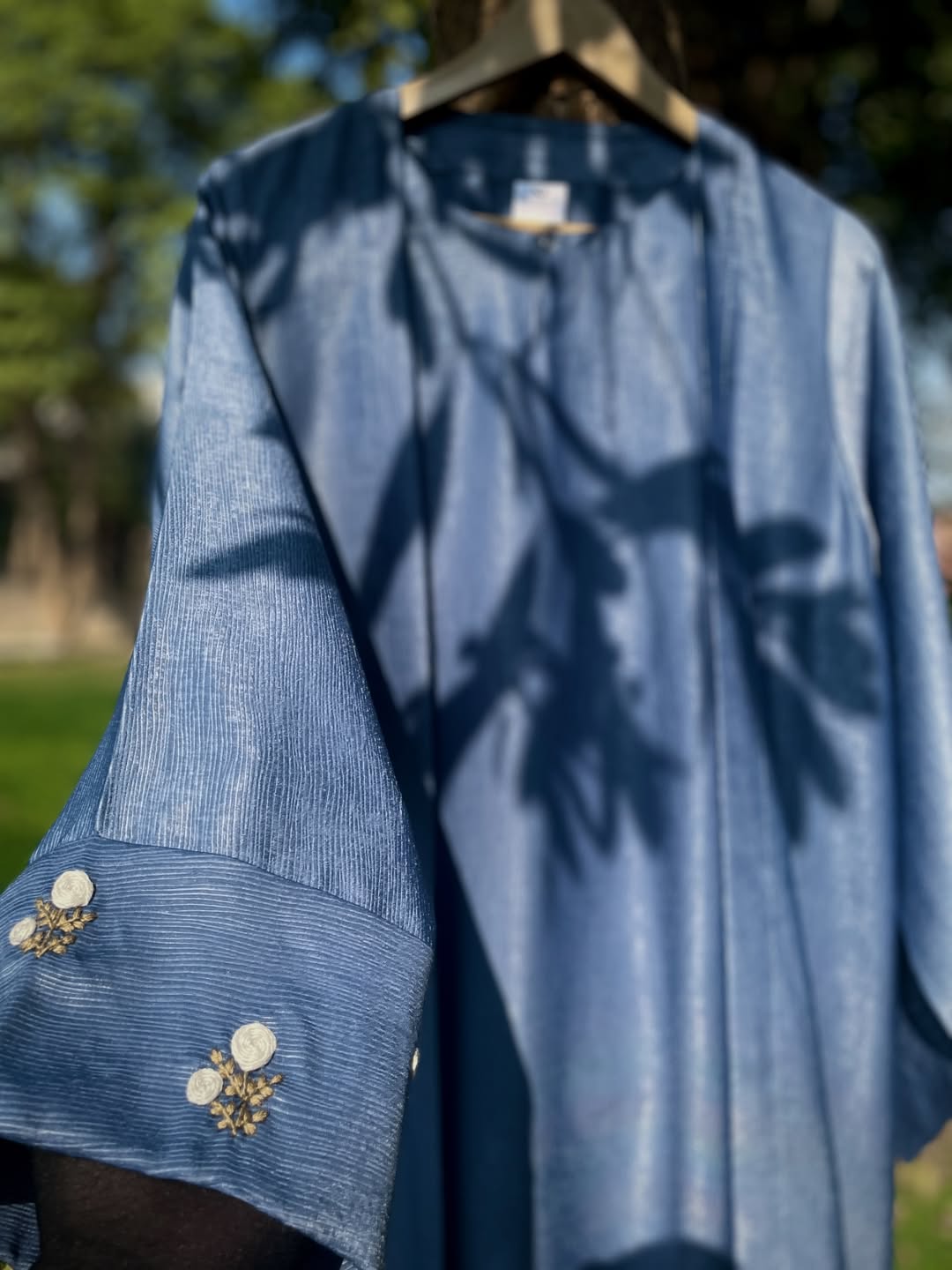 Spring Breeze Blue Hand Embroidered Abaya