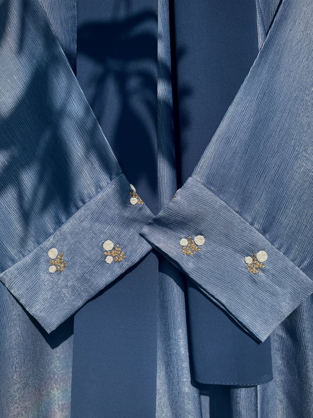 Spring Breeze Blue Hand Embroidered Abaya