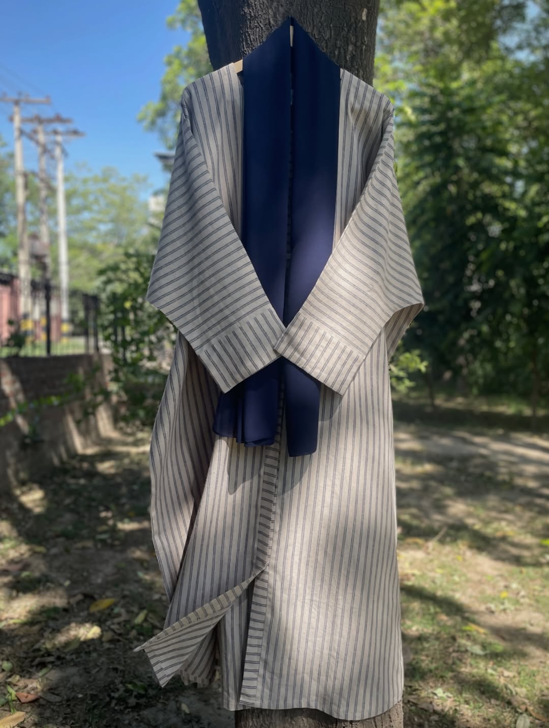 Beige Stripes Kaftan Abaya
