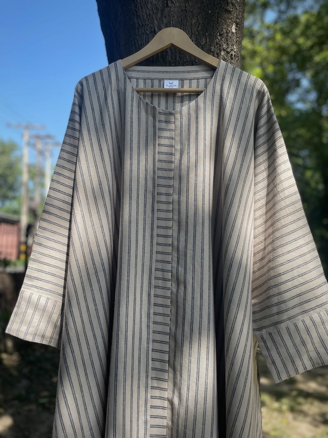 Beige Stripes Kaftan Abaya