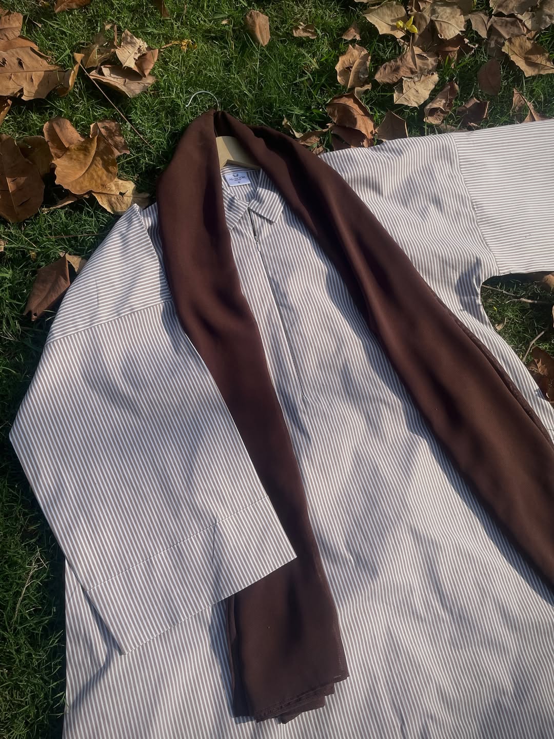 Rust Stripes Drop Shoulder Everyday Abaya