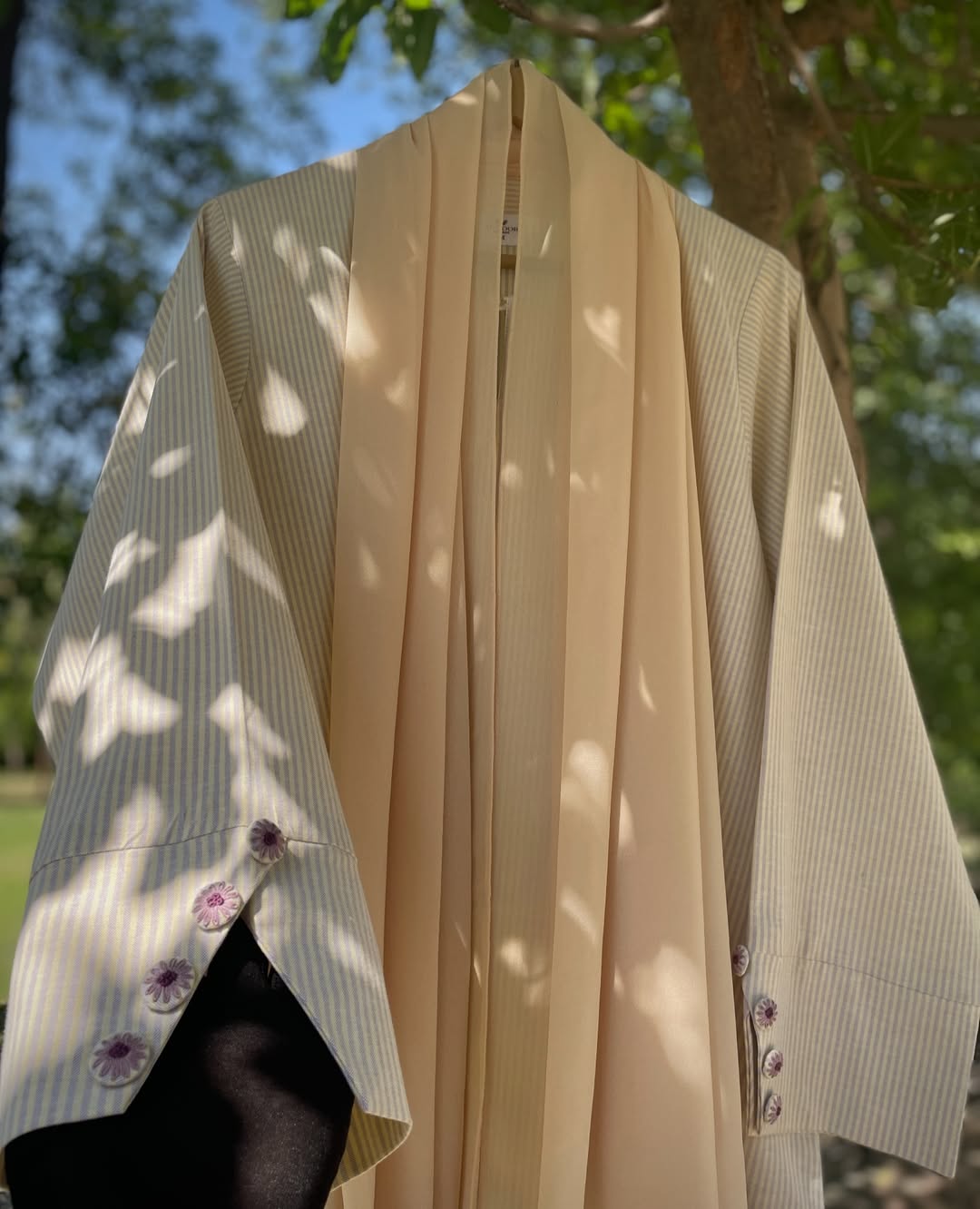 Pastel Yellow Stripes Everyday Abaya