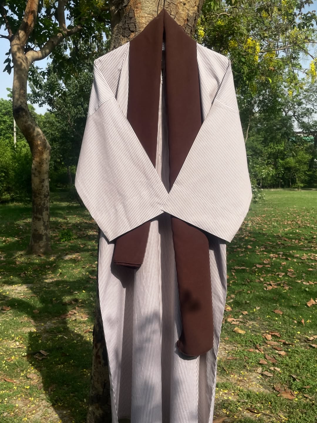Rust Stripes Drop Shoulder Everyday Abaya