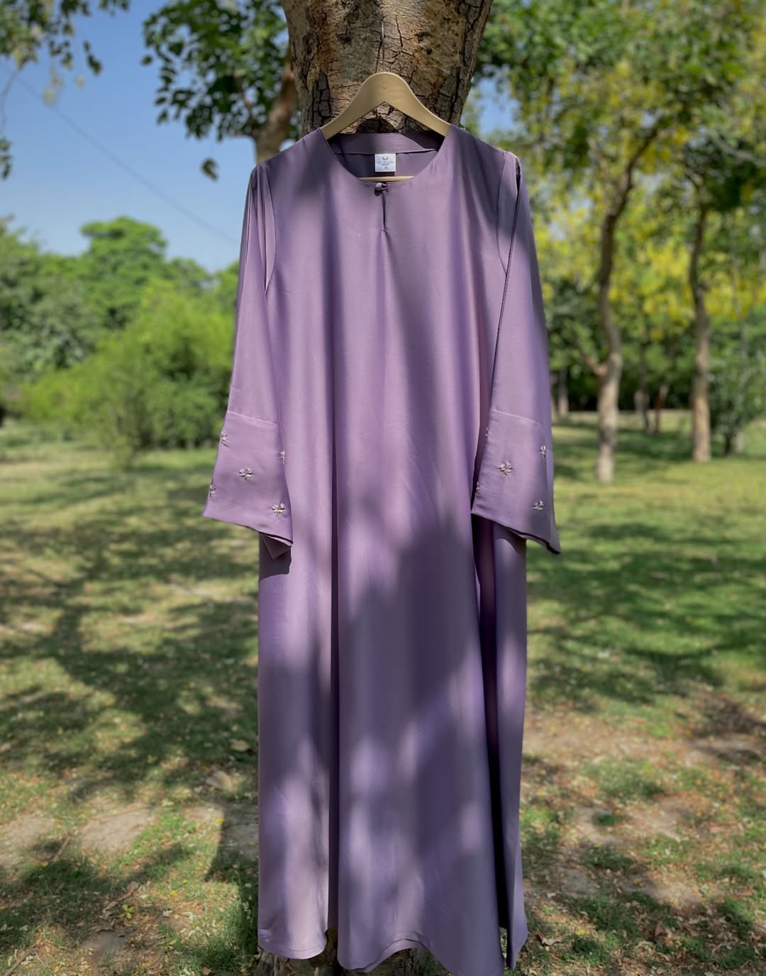 Muted Purple Hand Embroidered Abaya