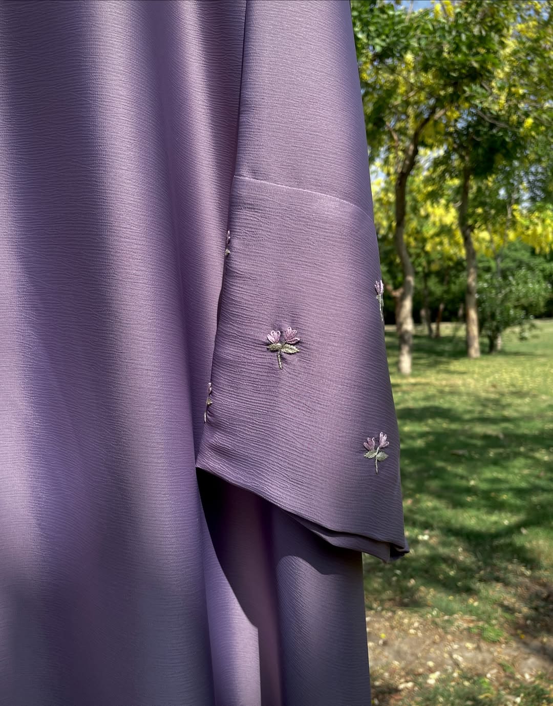 Muted Purple Hand Embroidered Abaya
