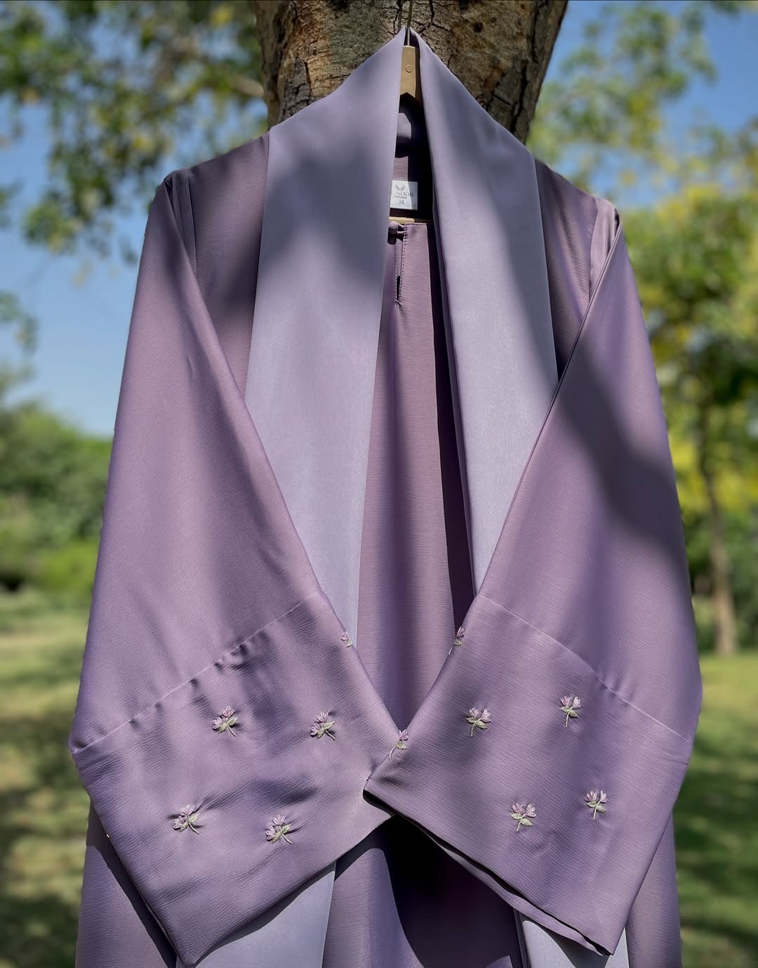Muted Purple Hand Embroidered Abaya