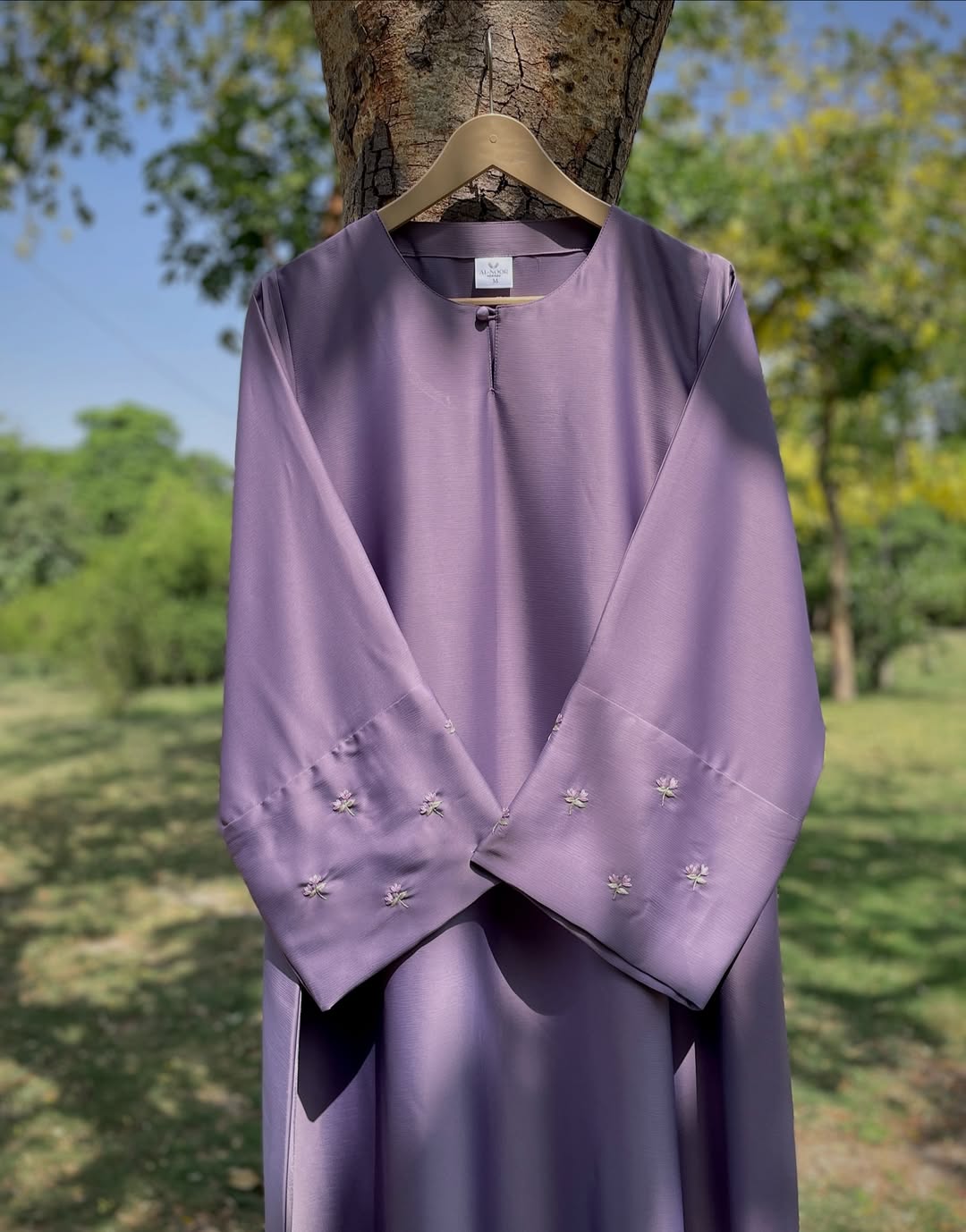 Muted Purple Hand Embroidered Abaya