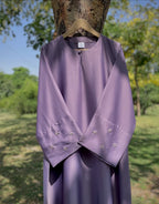 Muted Purple Hand Embroidered Abaya