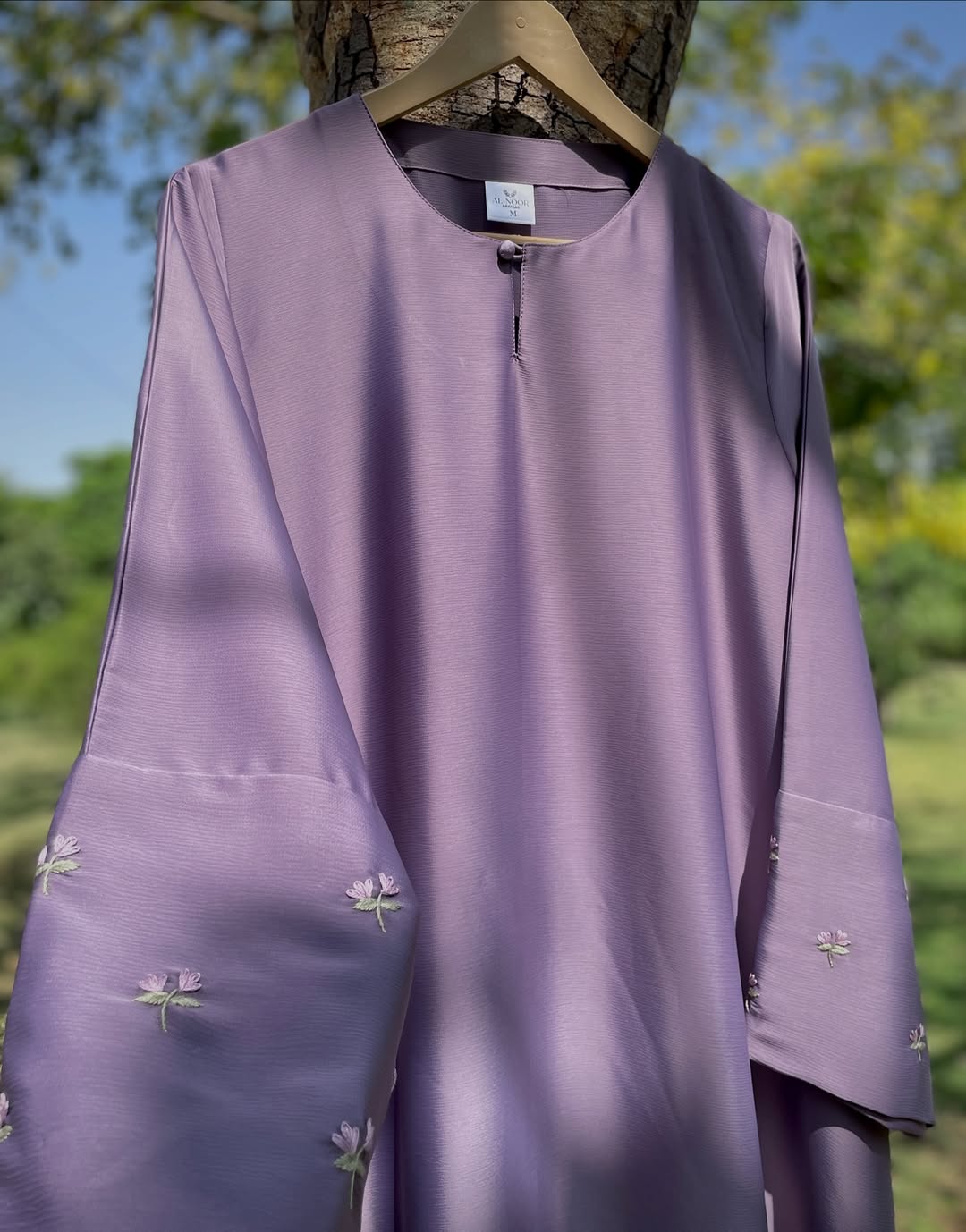 Muted Purple Hand Embroidered Abaya