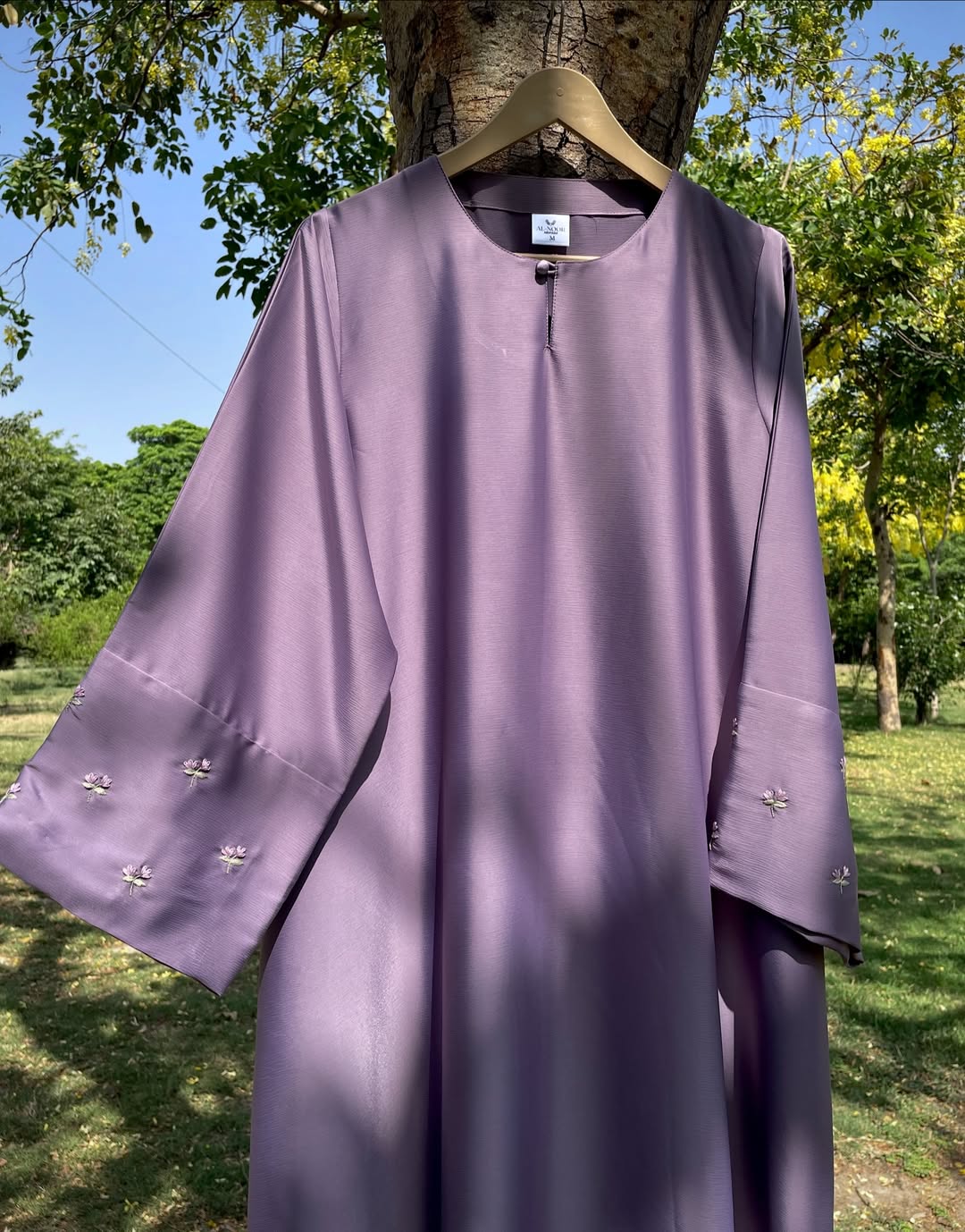 Muted Purple Hand Embroidered Abaya