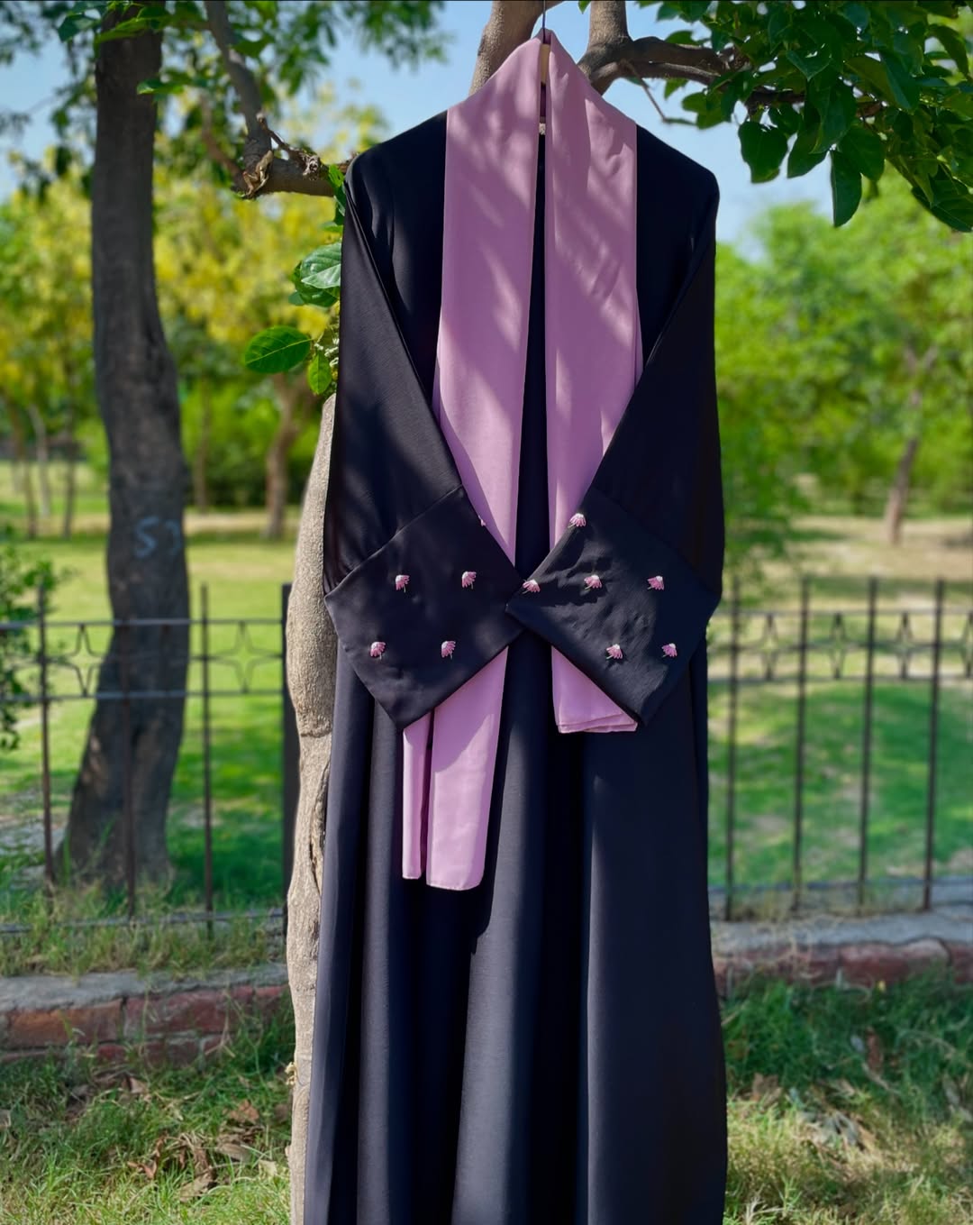 Noir Hand Embroidered Abaya