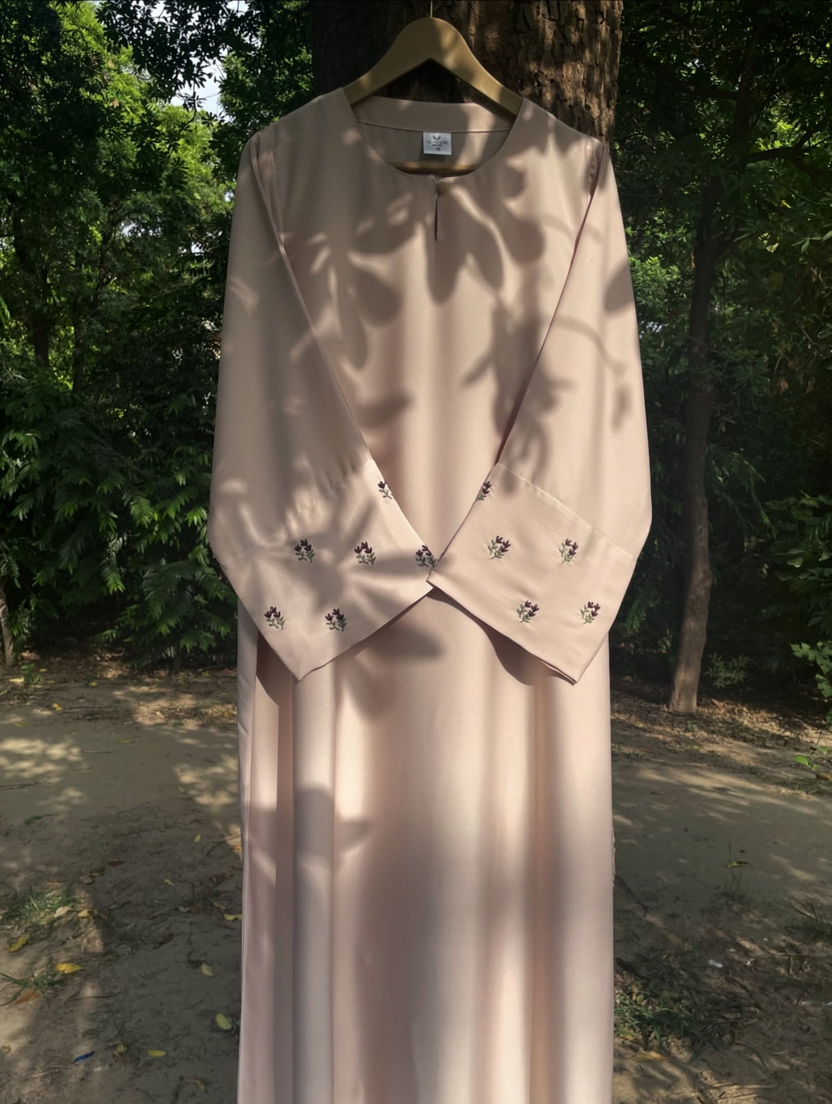 Beige and Brown Hand Embroidered Abaya