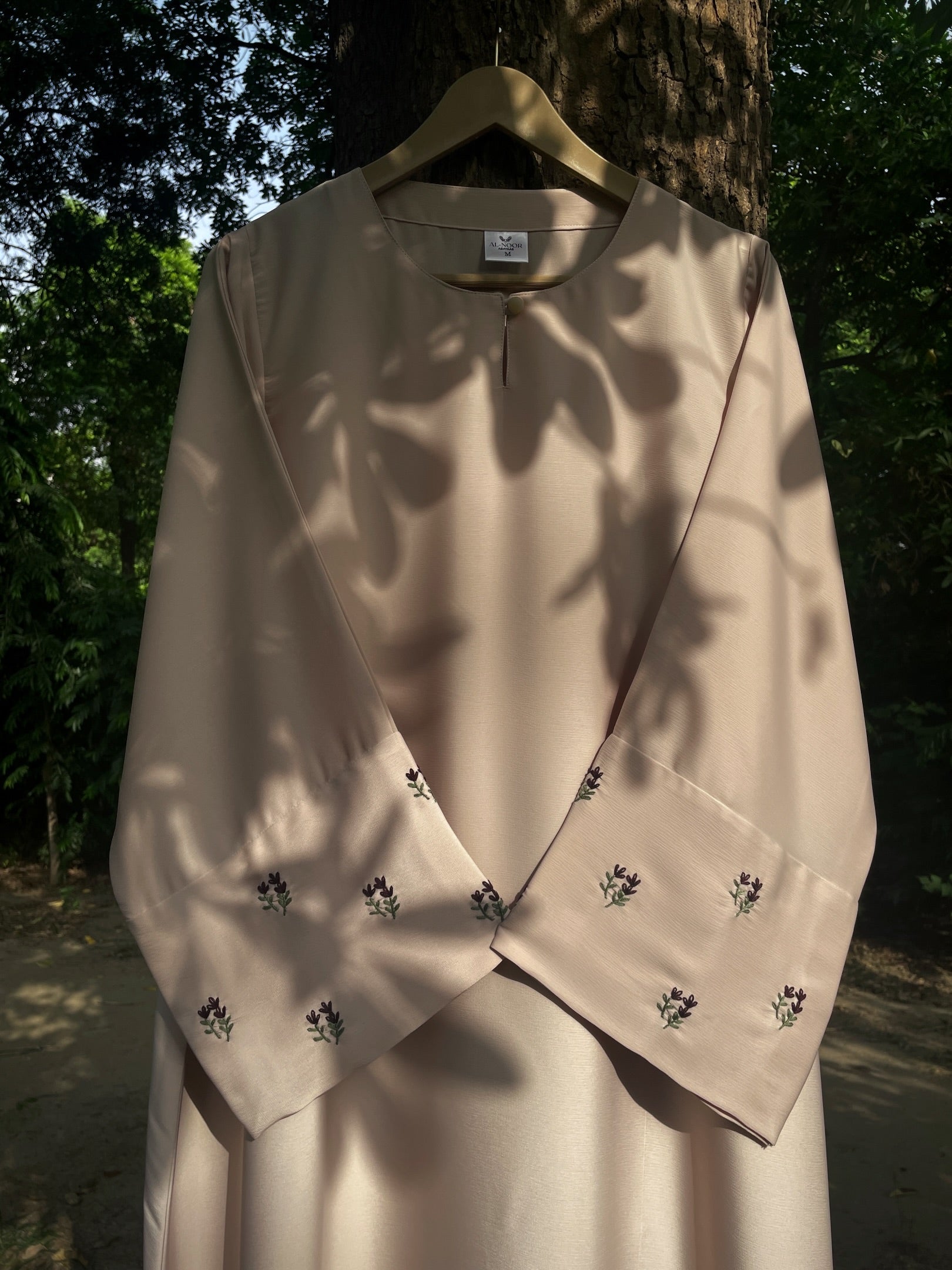 Beige and Brown Hand Embroidered Abaya
