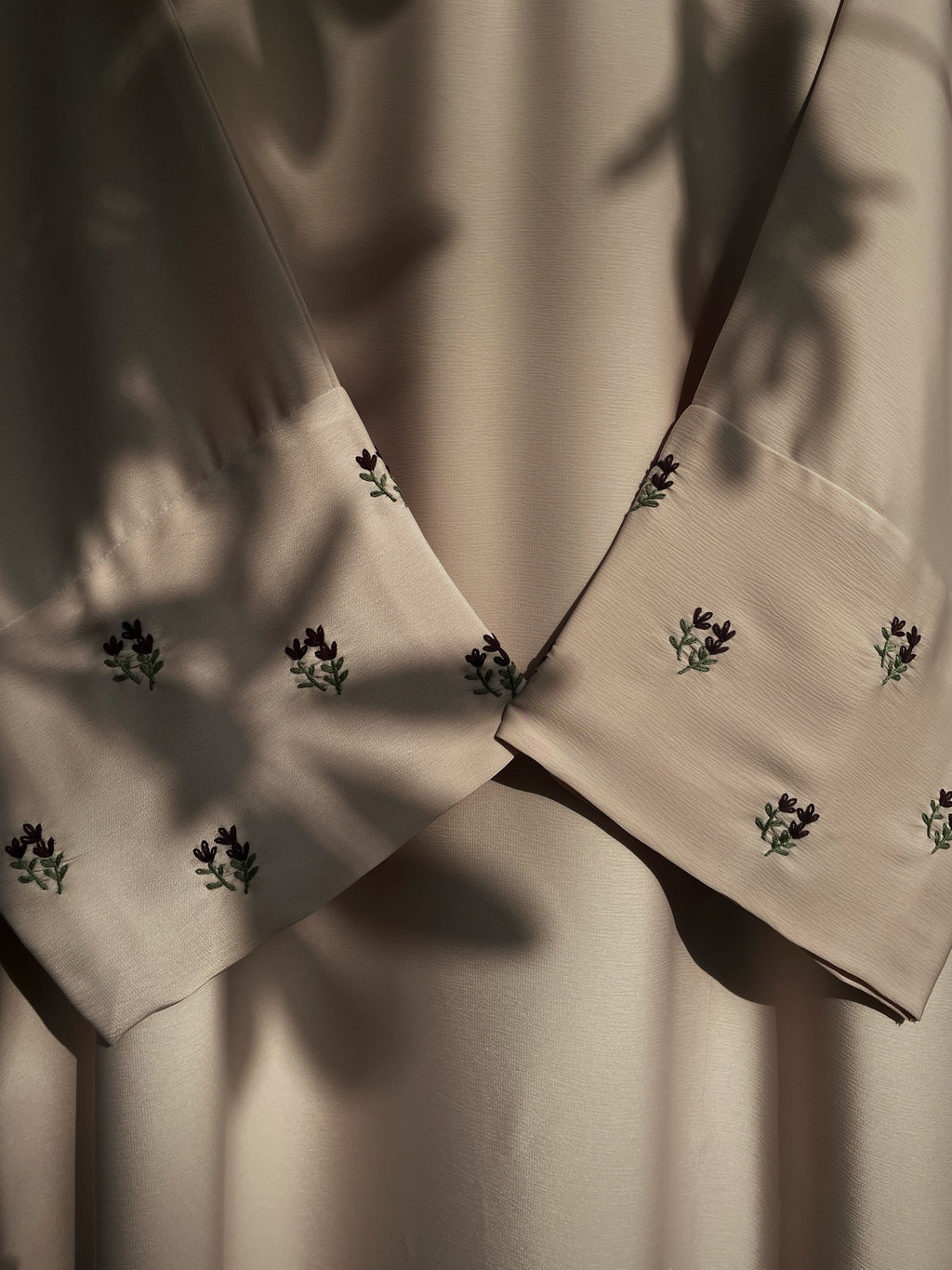 Beige and Brown Hand Embroidered Abaya