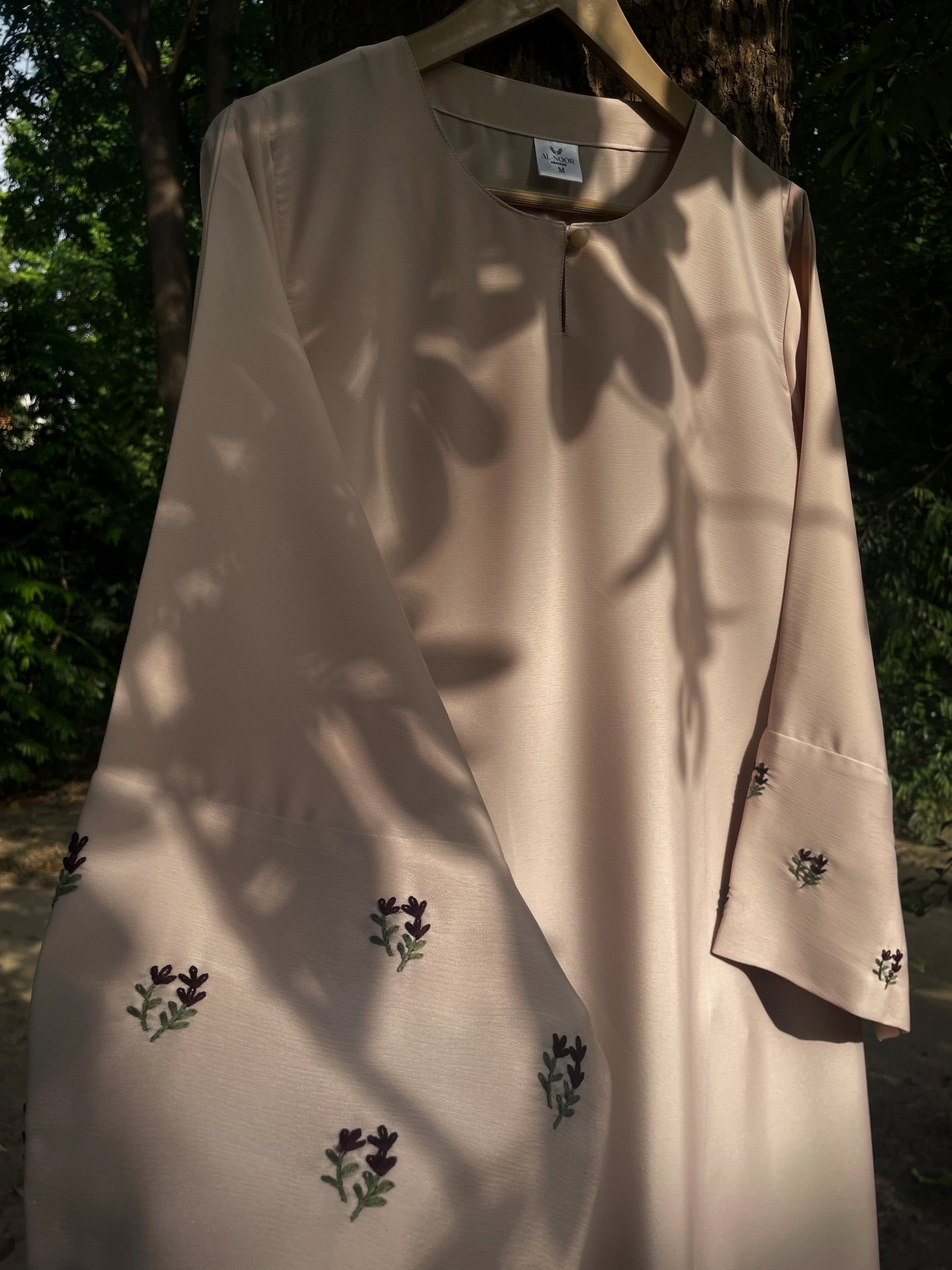 Beige and Brown Hand Embroidered Abaya