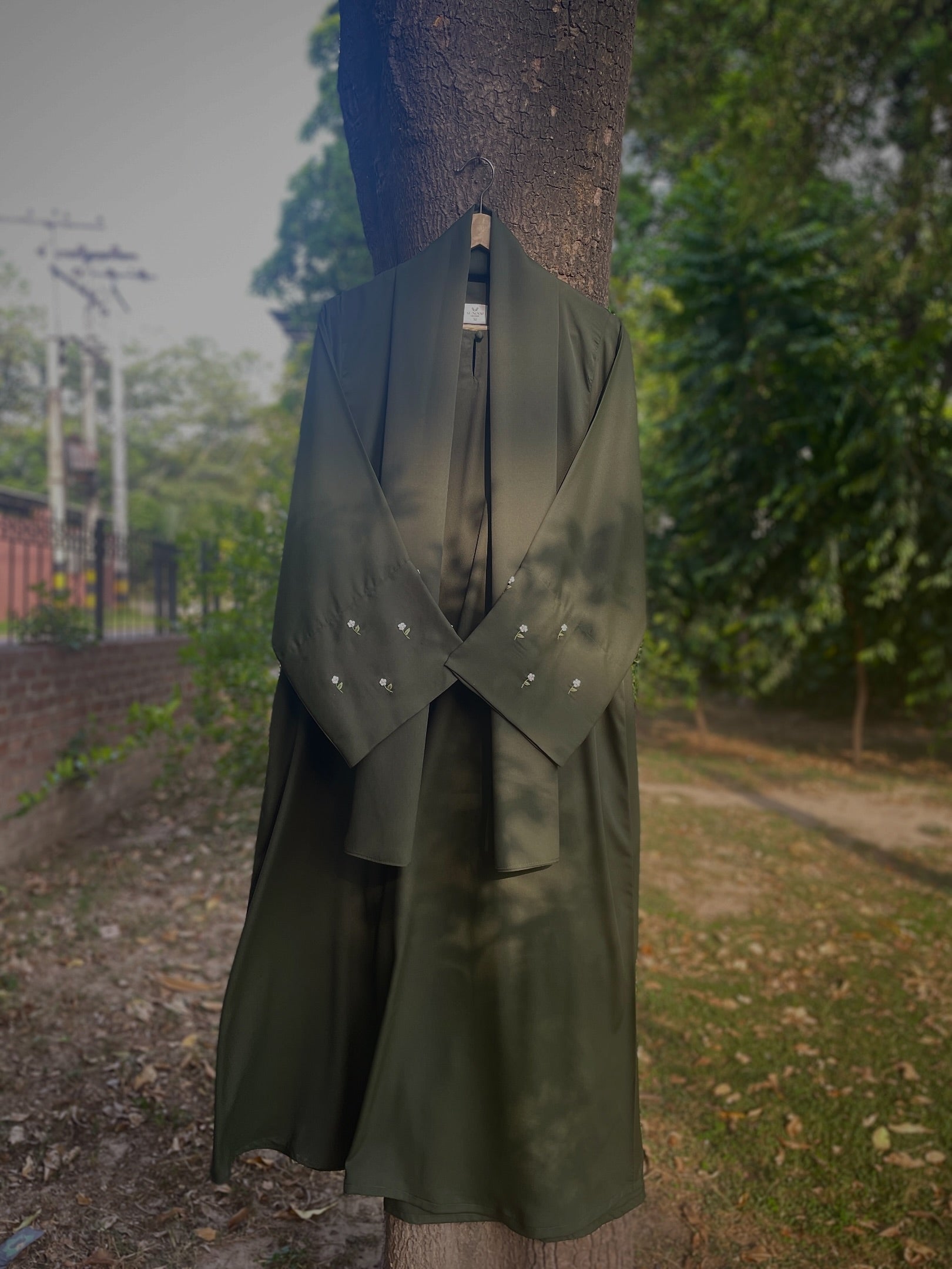Olive Hand Embroidered Abaya