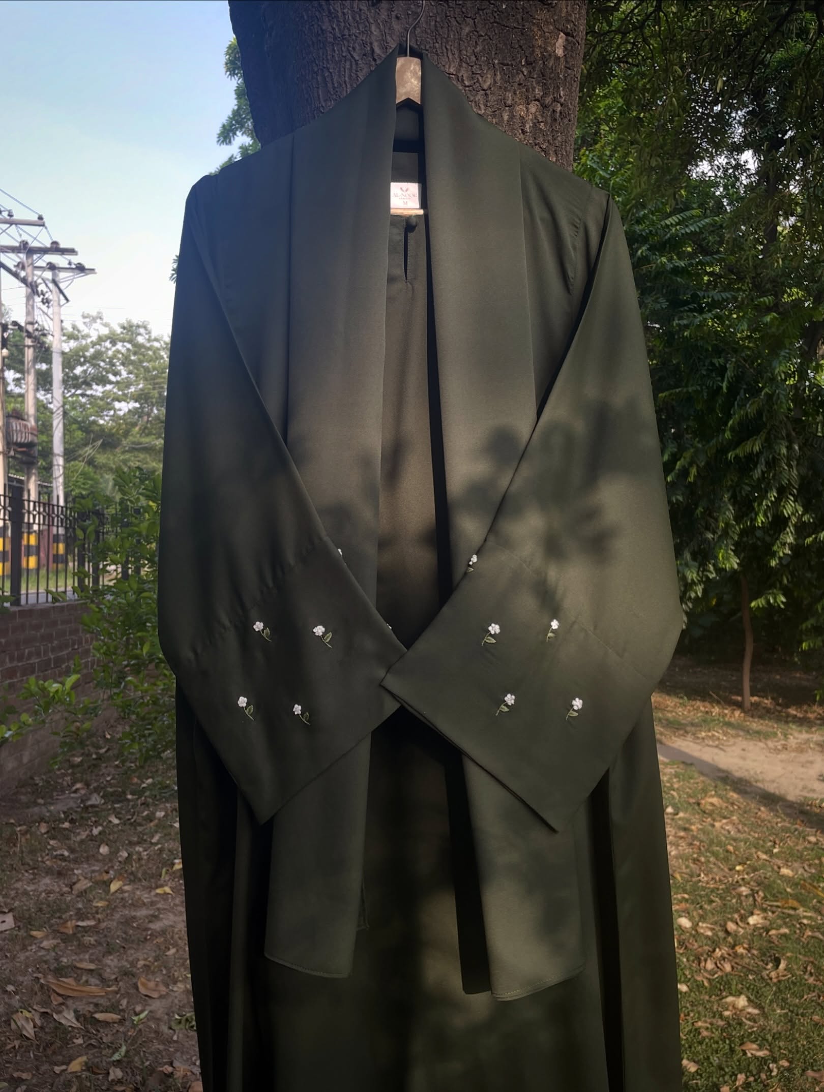 Olive Hand Embroidered Abaya