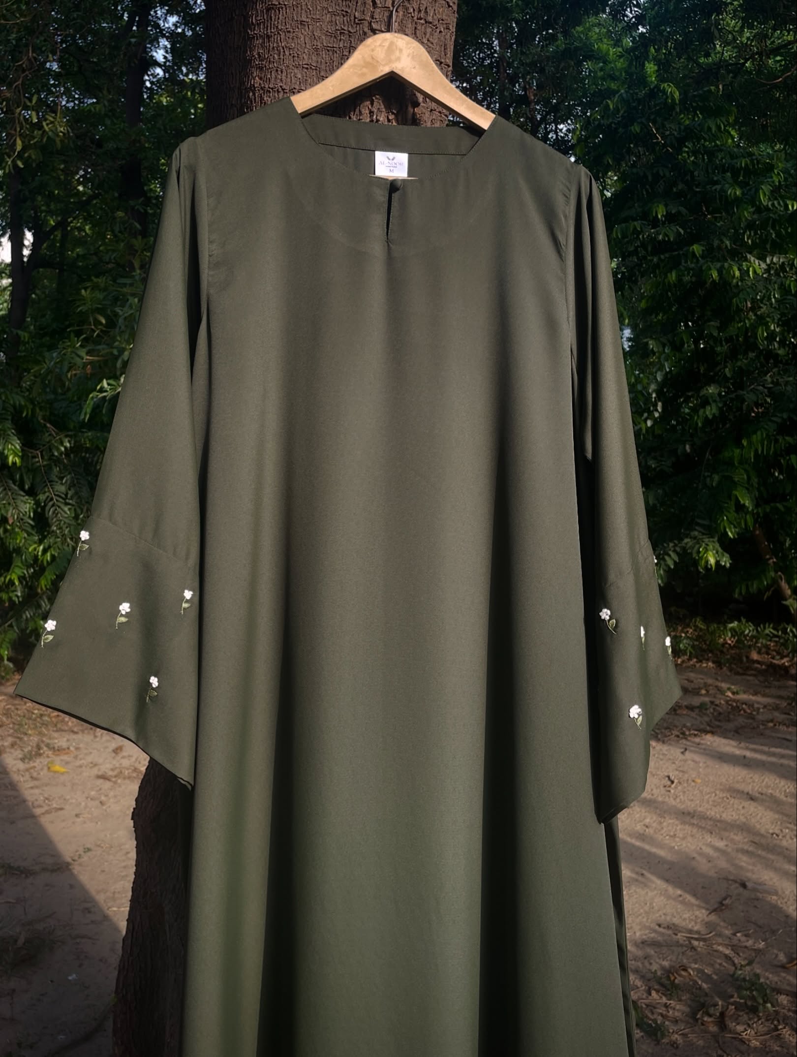 Olive Hand Embroidered Abaya